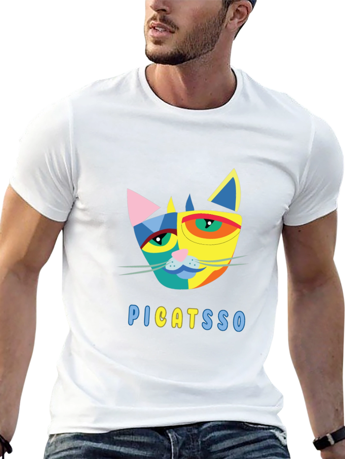 Abstract Cat Graphic Tee - Unique Design!