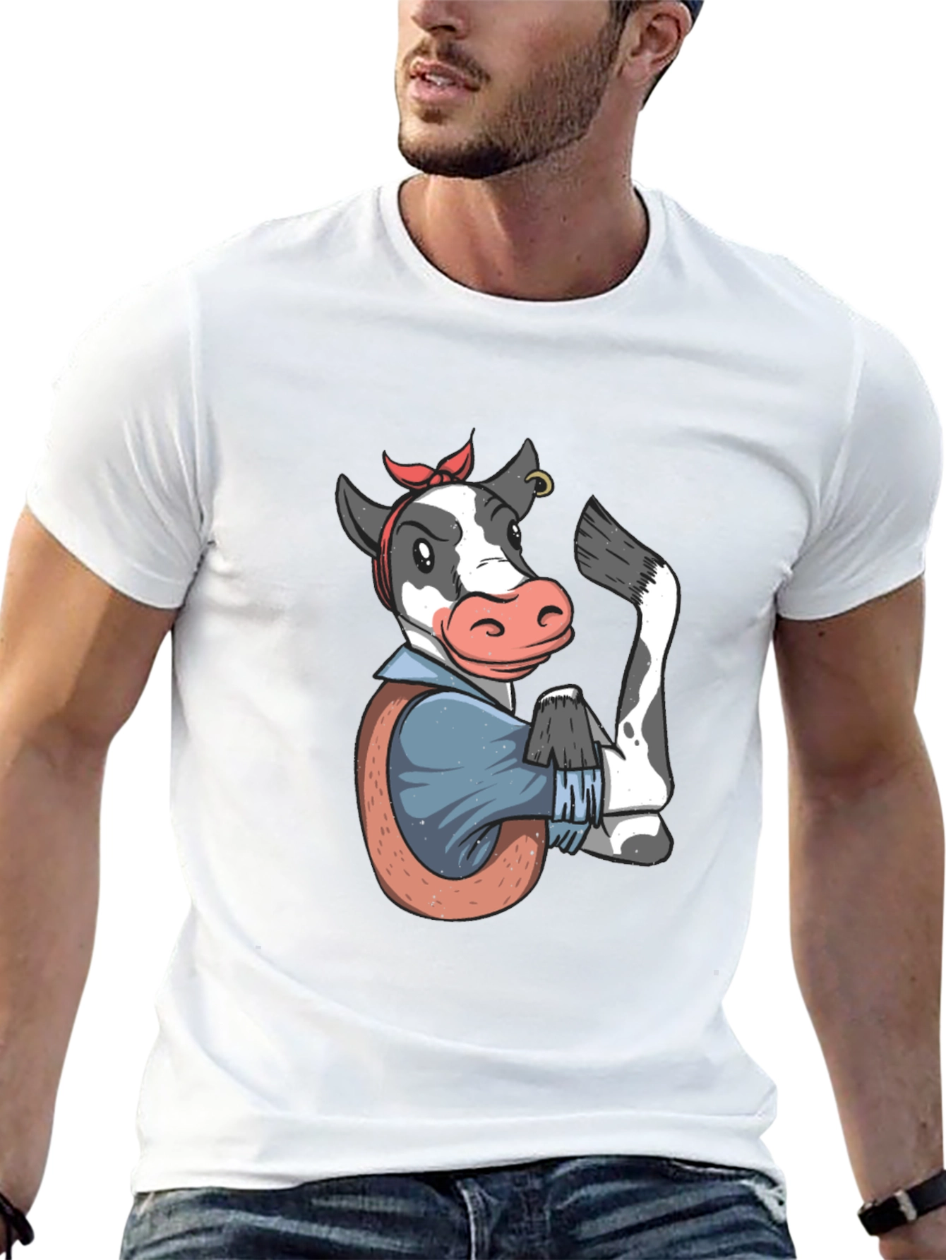 We Can Do It Cow T-Shirt - Black