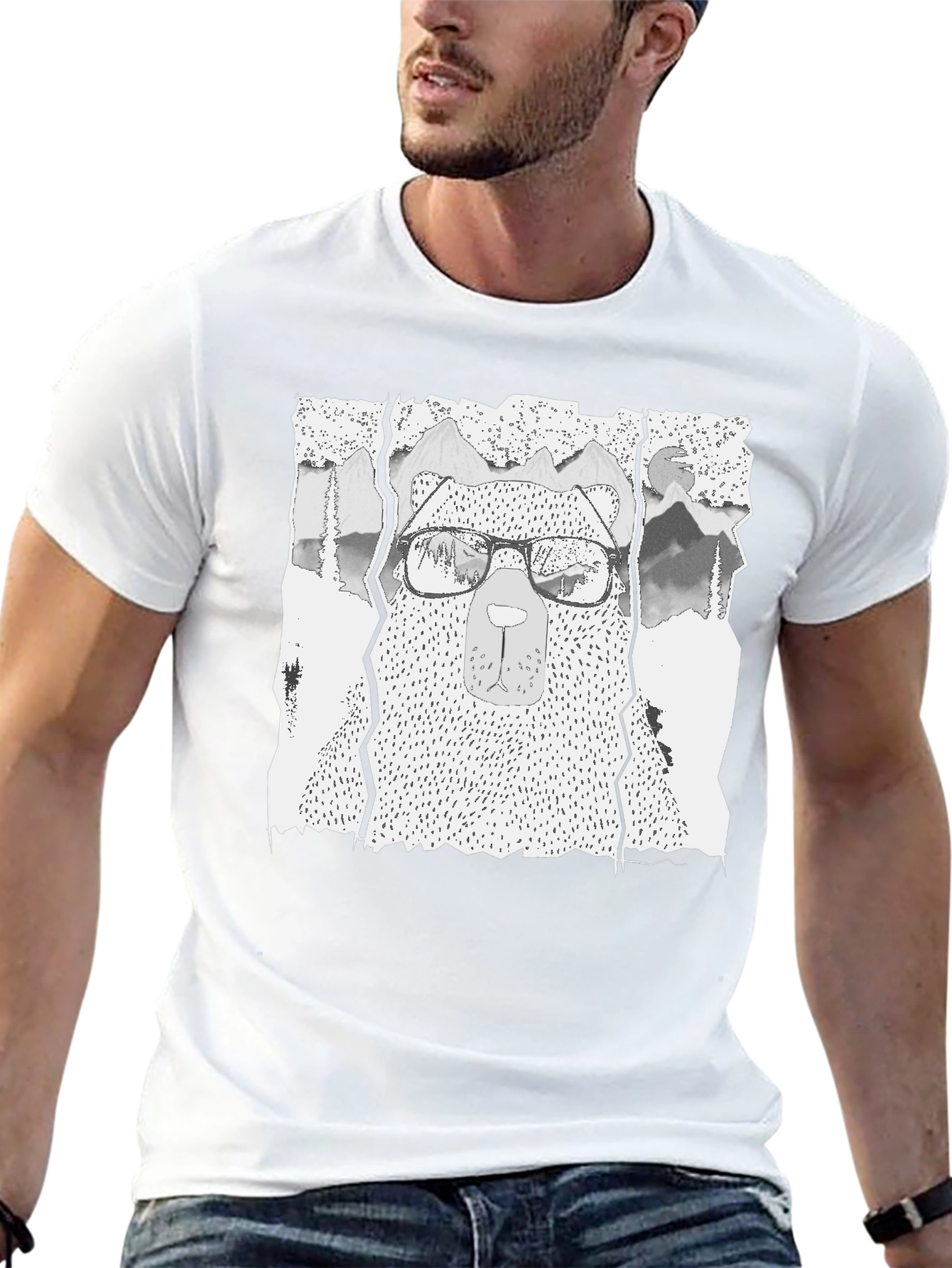 Bear with Glasses Graphic T-Shirt