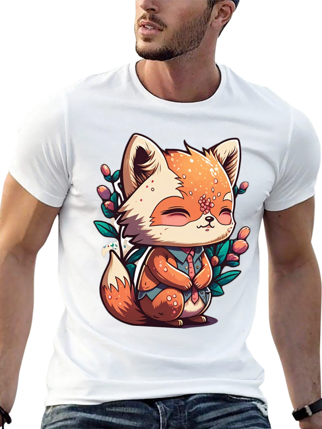 Cute Fox Graphic Tee - Soft Black Unisex Shirt