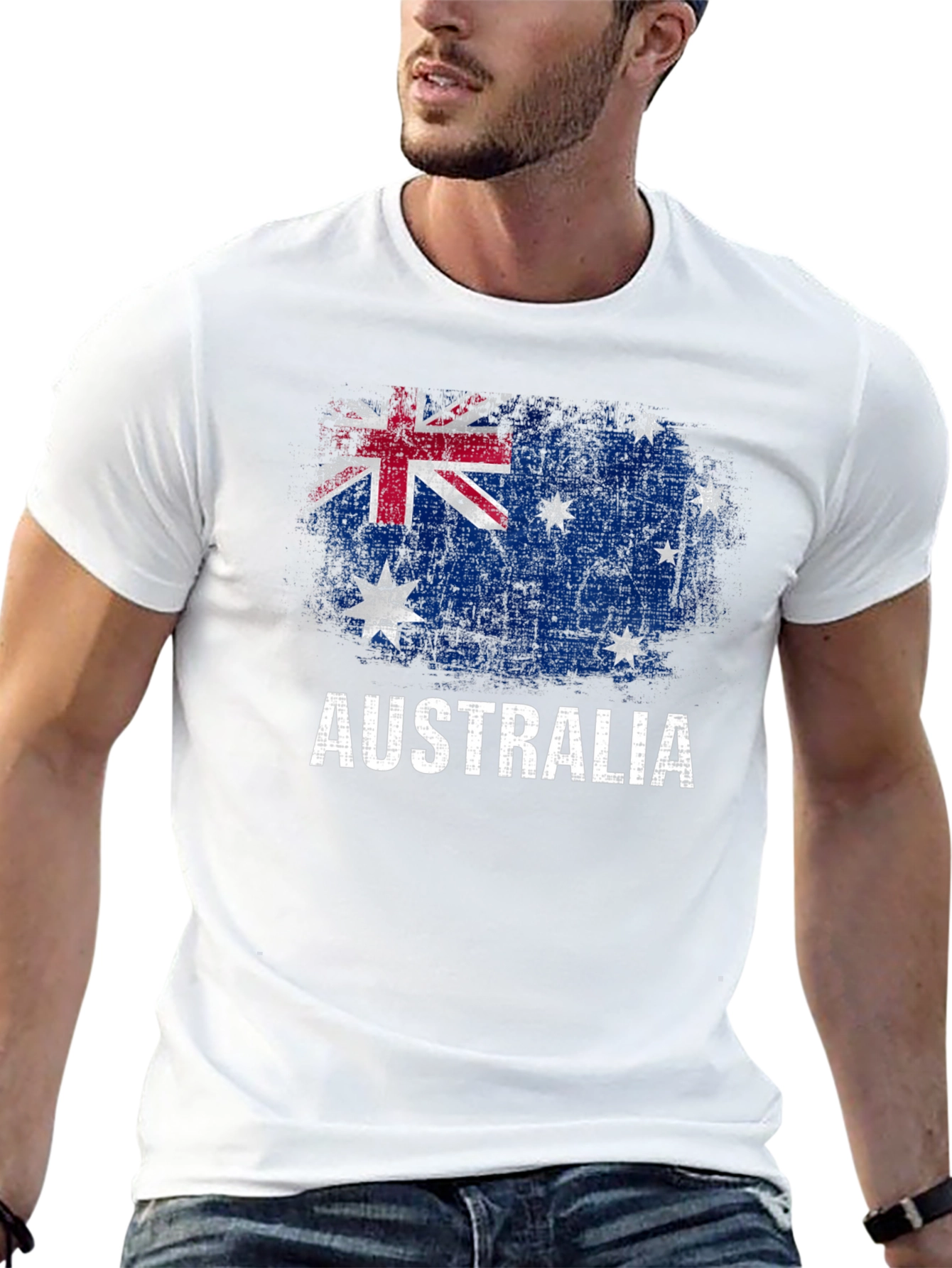Australia Flag Graphic T-Shirt Distressed Print