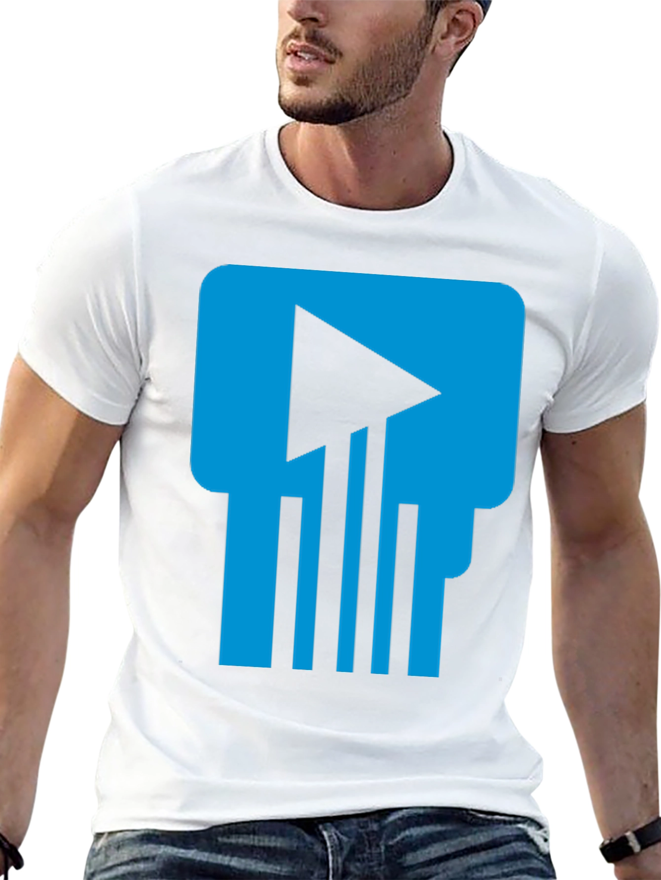 Tech Skull T-Shirt - Blue & Black Graphic Tee