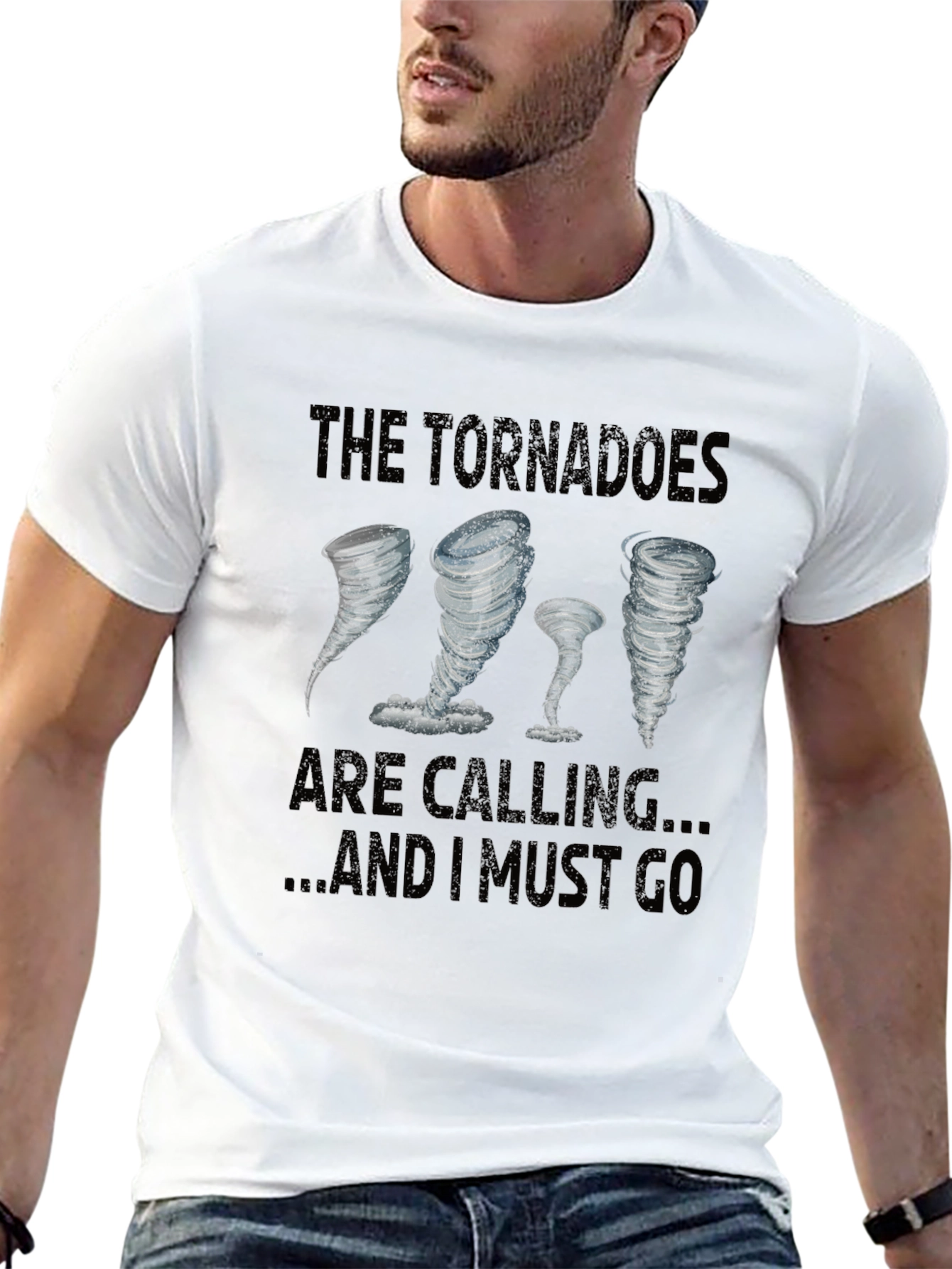 Tornadoes Calling Mens Black Graphic T-Shirt