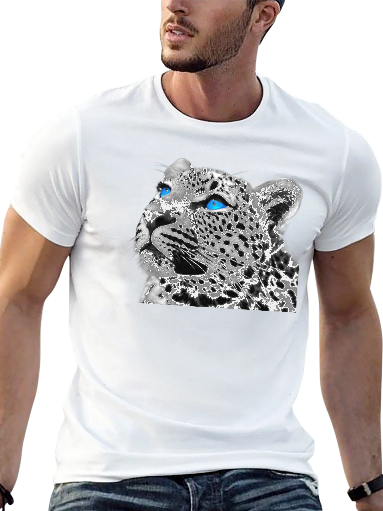 Leopard Graphic Print Black T-Shirt