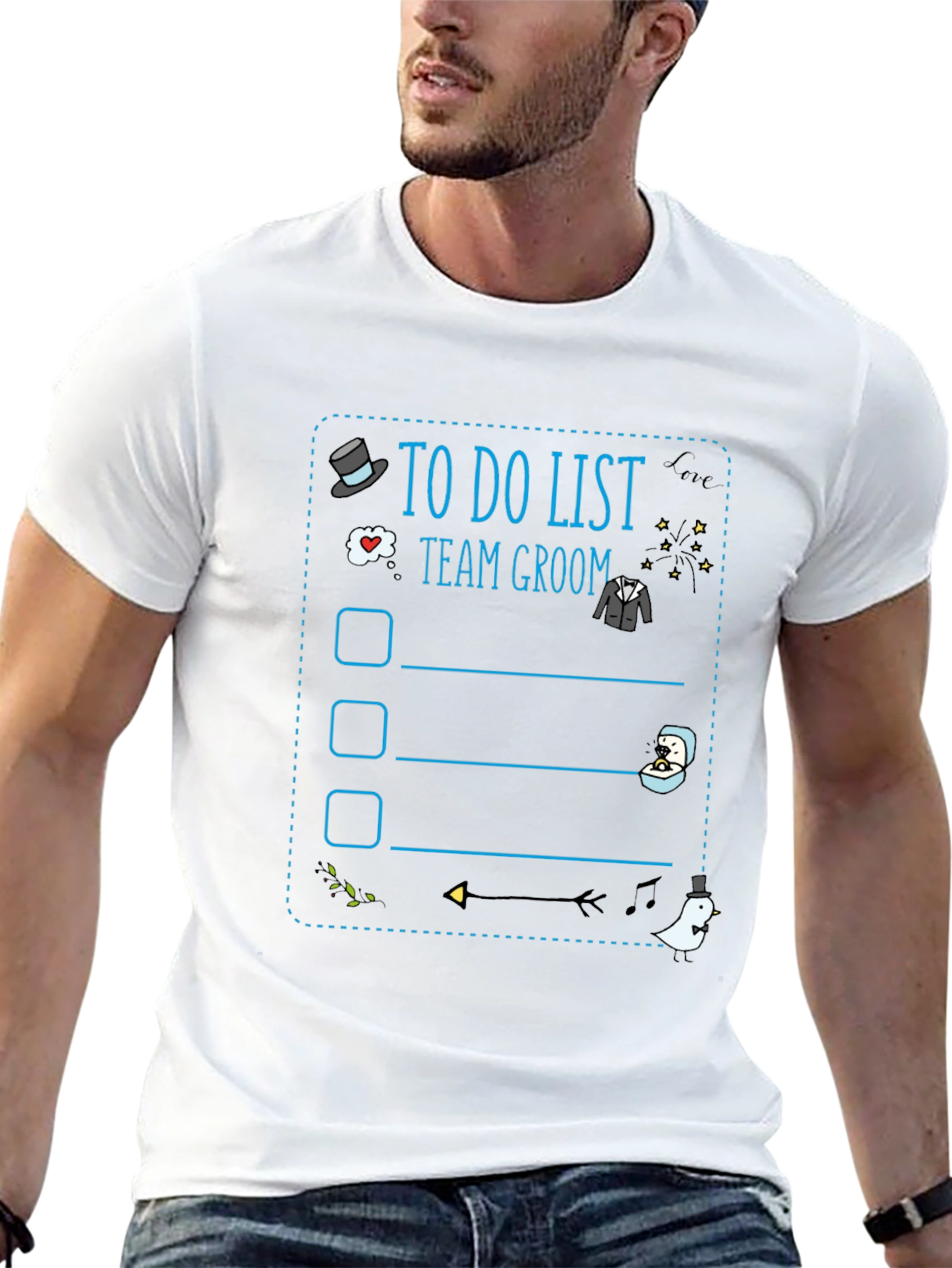 Team Groom To-Do List Black Graphic T-Shirt