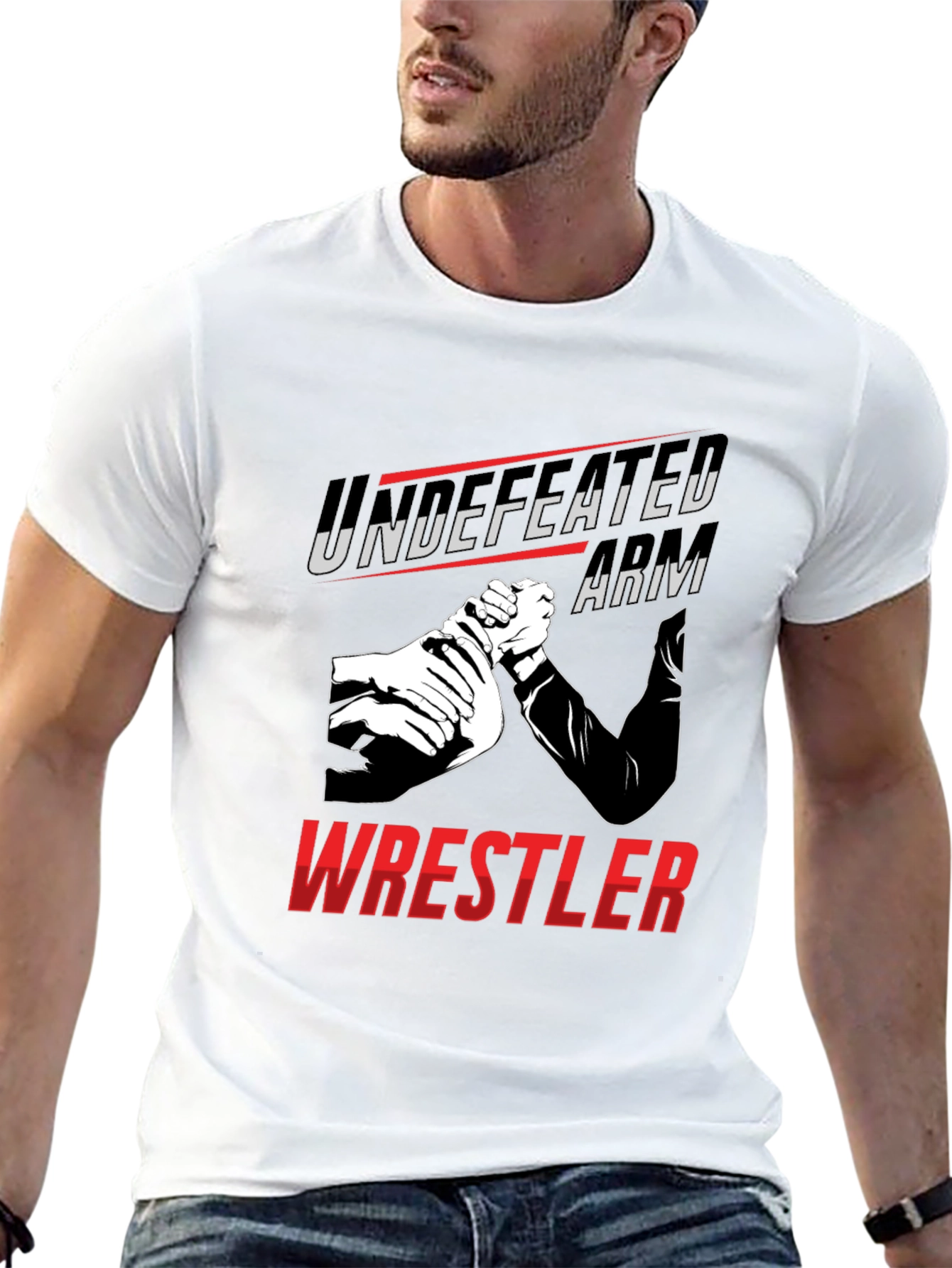 Undefeated Arm Wrestler Graphic Tee - Black