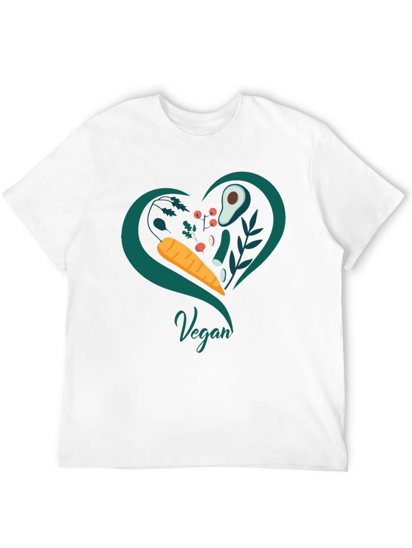 Vegan Heart T-Shirt - Black Casual Fit
