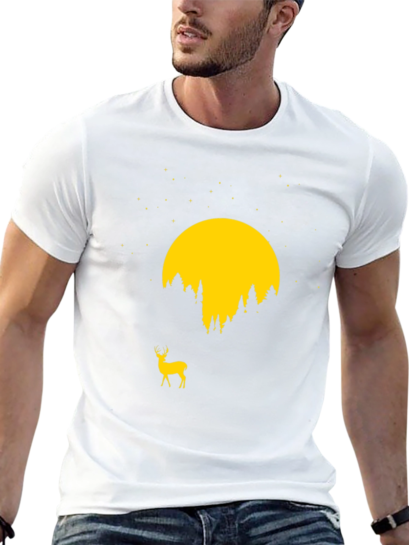 Deer Moon Graphic Tee - Nature Inspired T-Shirt