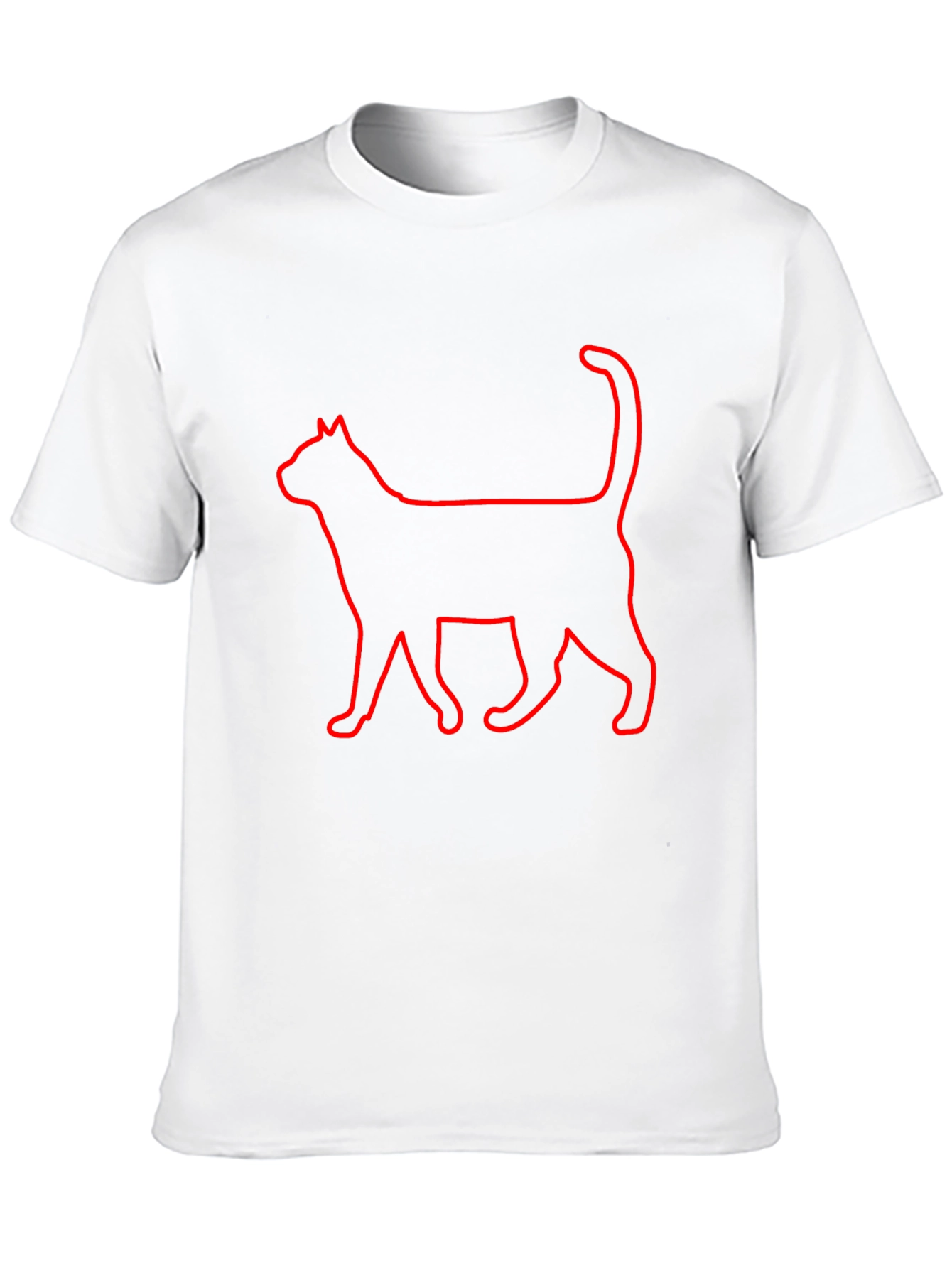 Cool Cat Outline T-Shirt - Black