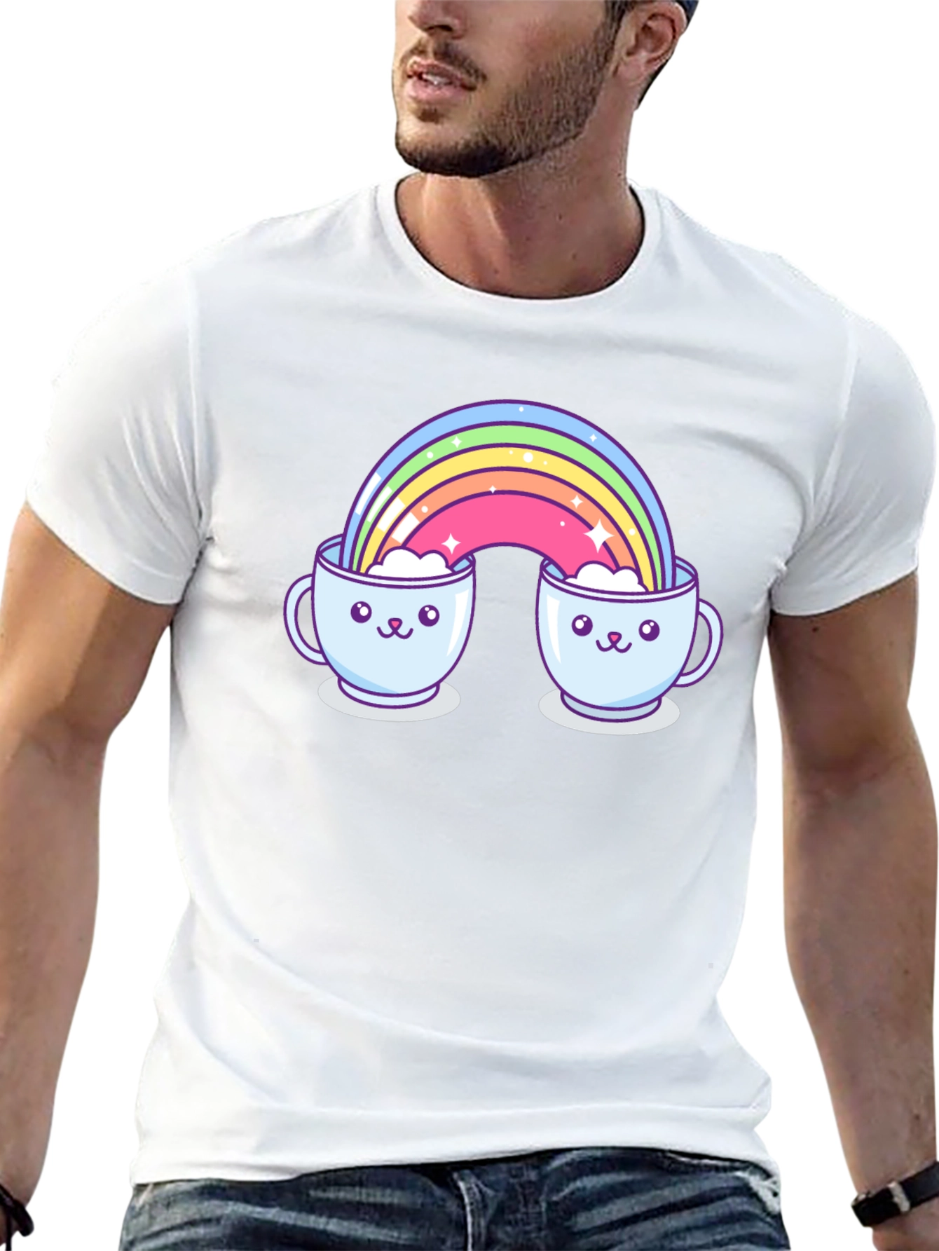 Rainbow Coffee Mug Graphic Tee