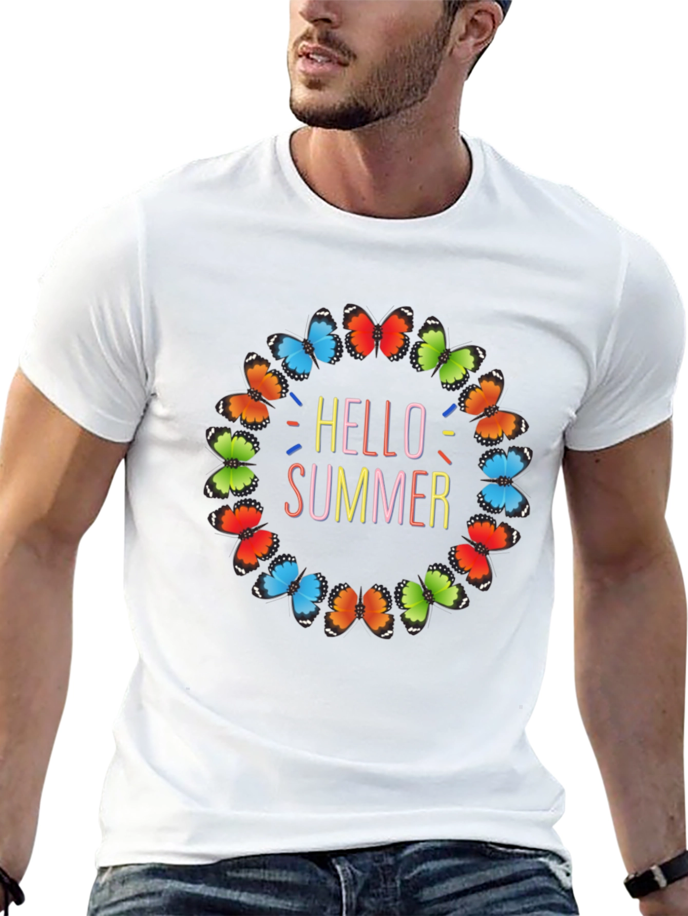 Hello Summer Butterfly Graphic Tee