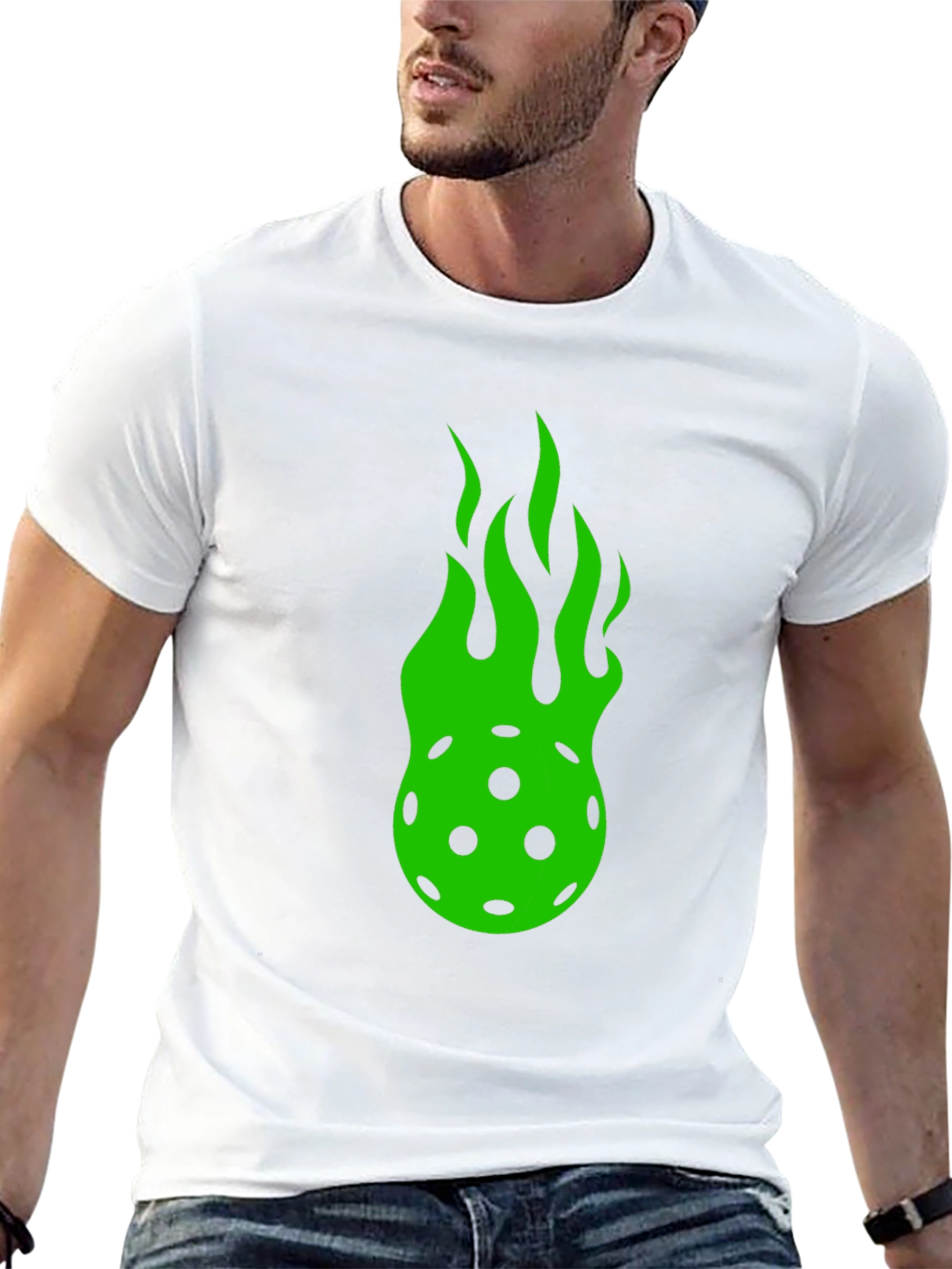 Flaming Pickleball Graphic Tee - Black Cotton T-Shirt