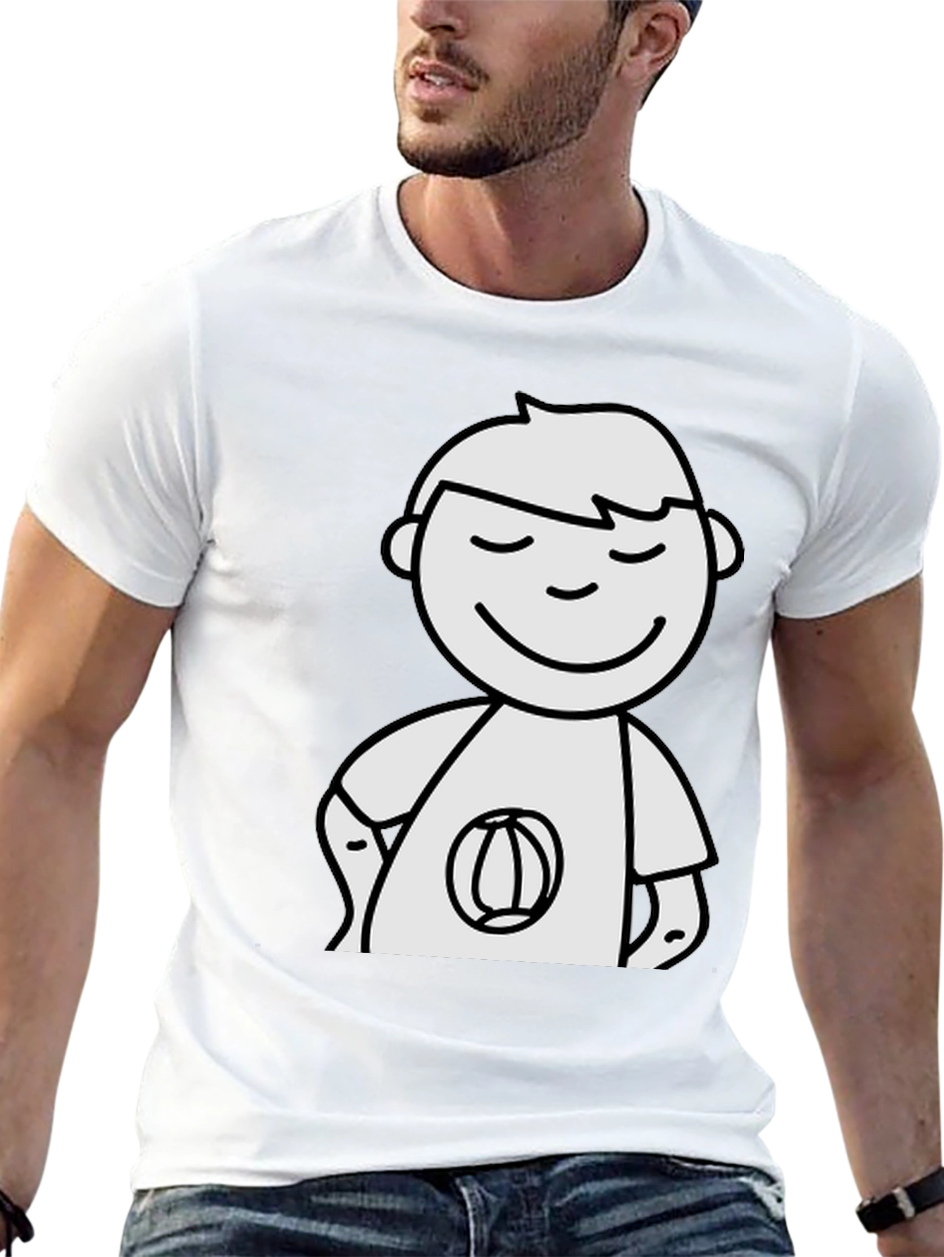 Cartoon Man Black T-Shirt