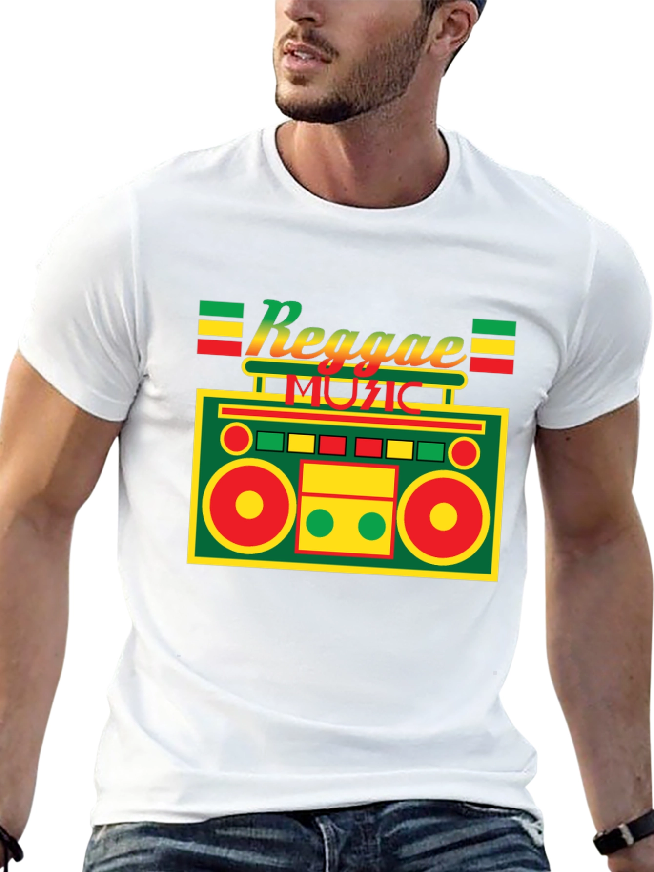 Reggae Music Boombox Graphic Tee - Black
