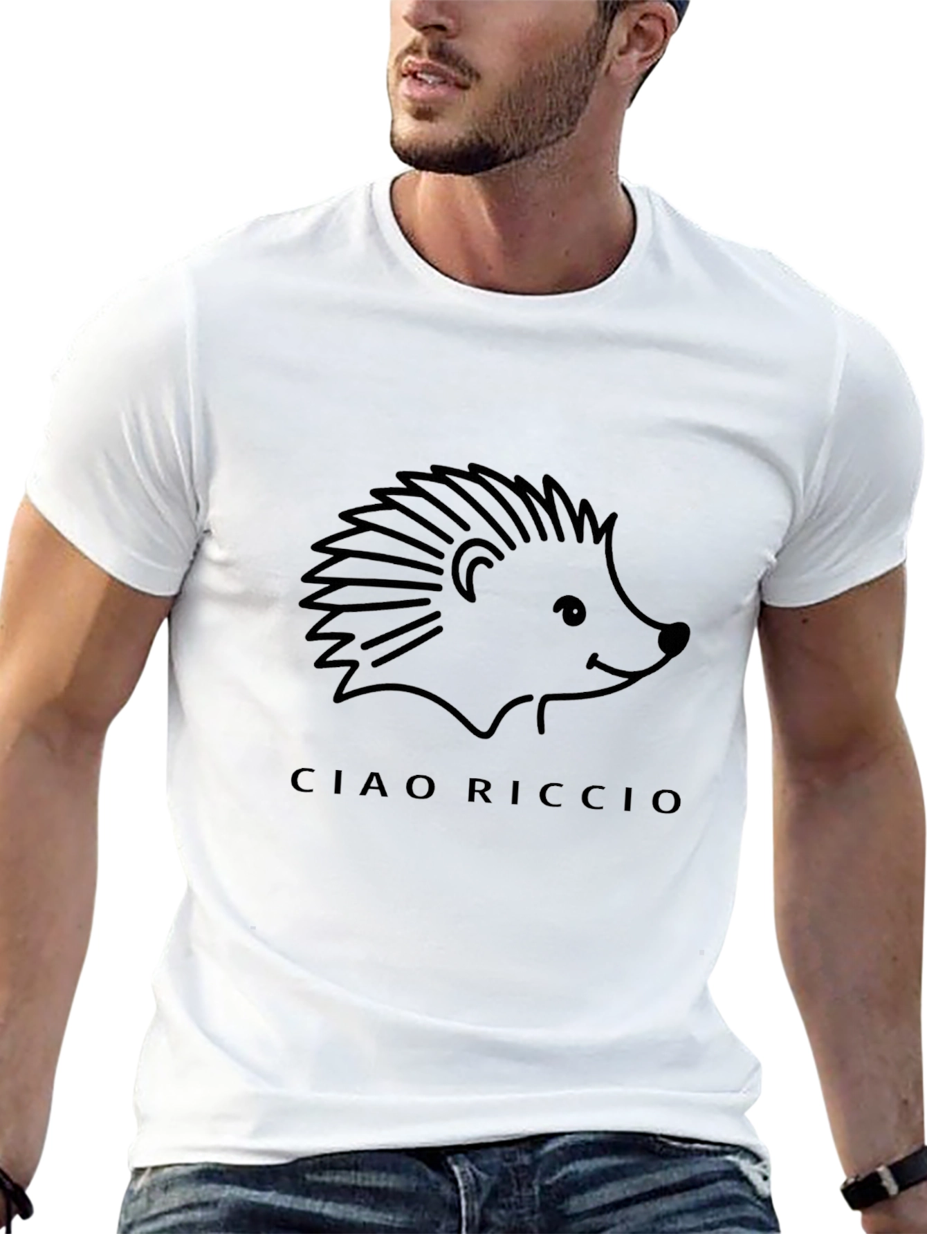Ciao Riccio Hedgehog Graphic Tee - Stylish Black T-Shirt