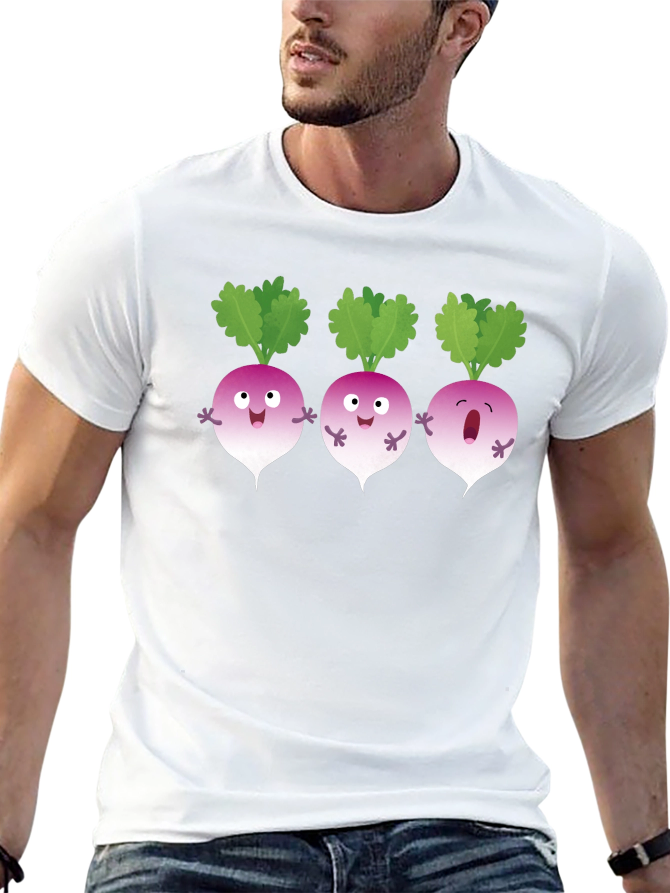 Funny Turnip Cartoon Black T-Shirt