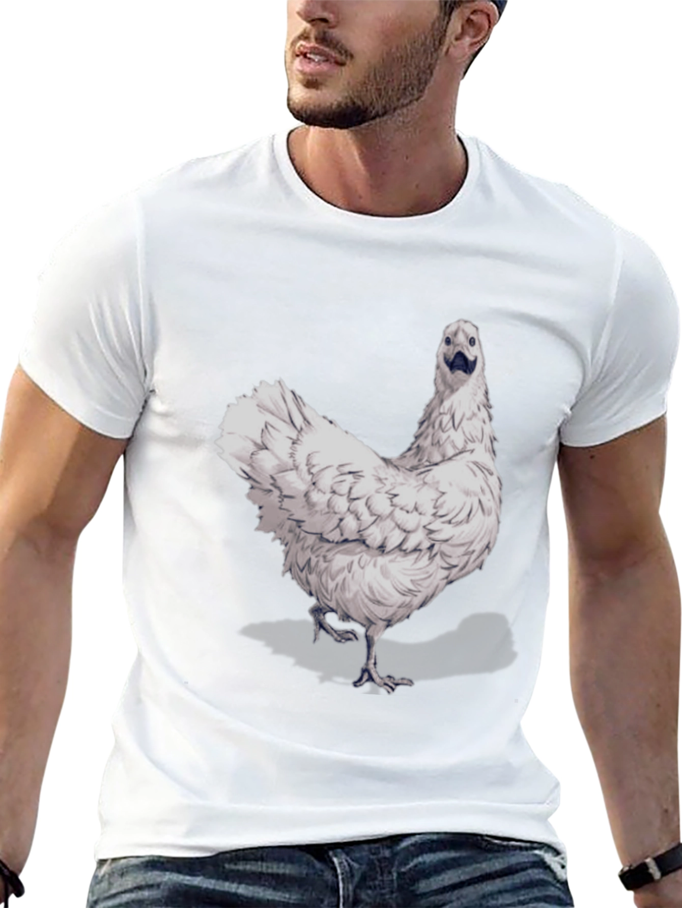 Funny Chicken Graphic Tee - Black Cotton T-Shirt