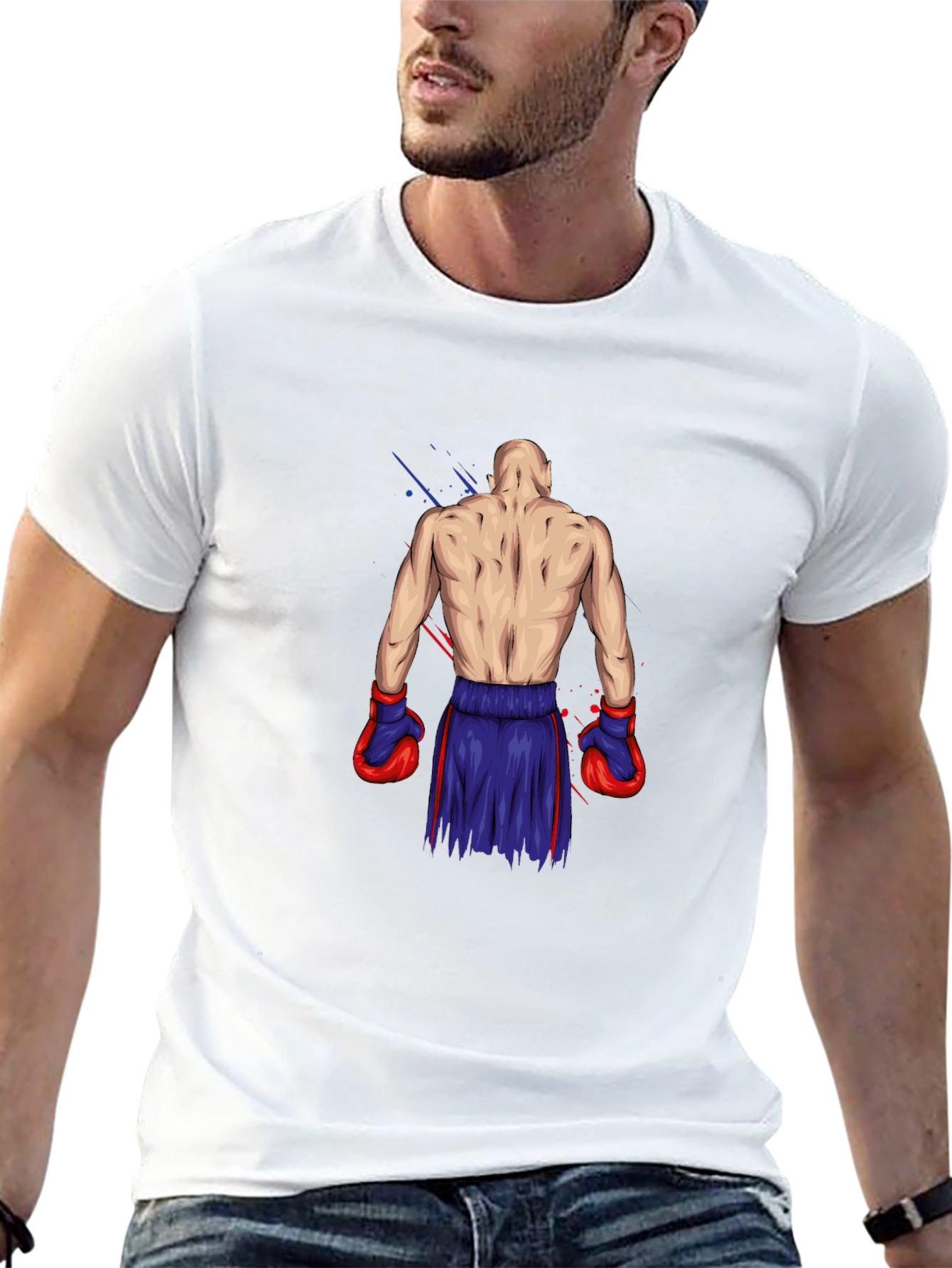 Boxer Graphic Tee - Black Cotton T-Shirt