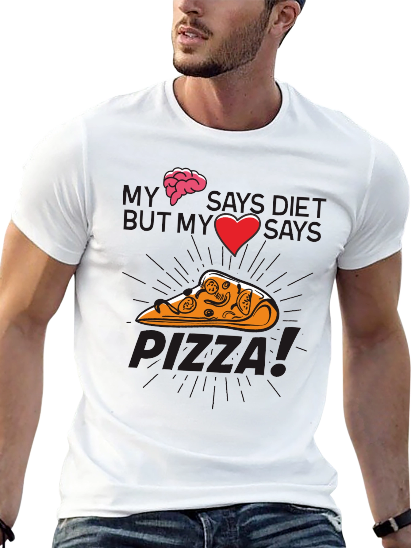 My Brain Says Diet Pizza Graphic T-Shirt