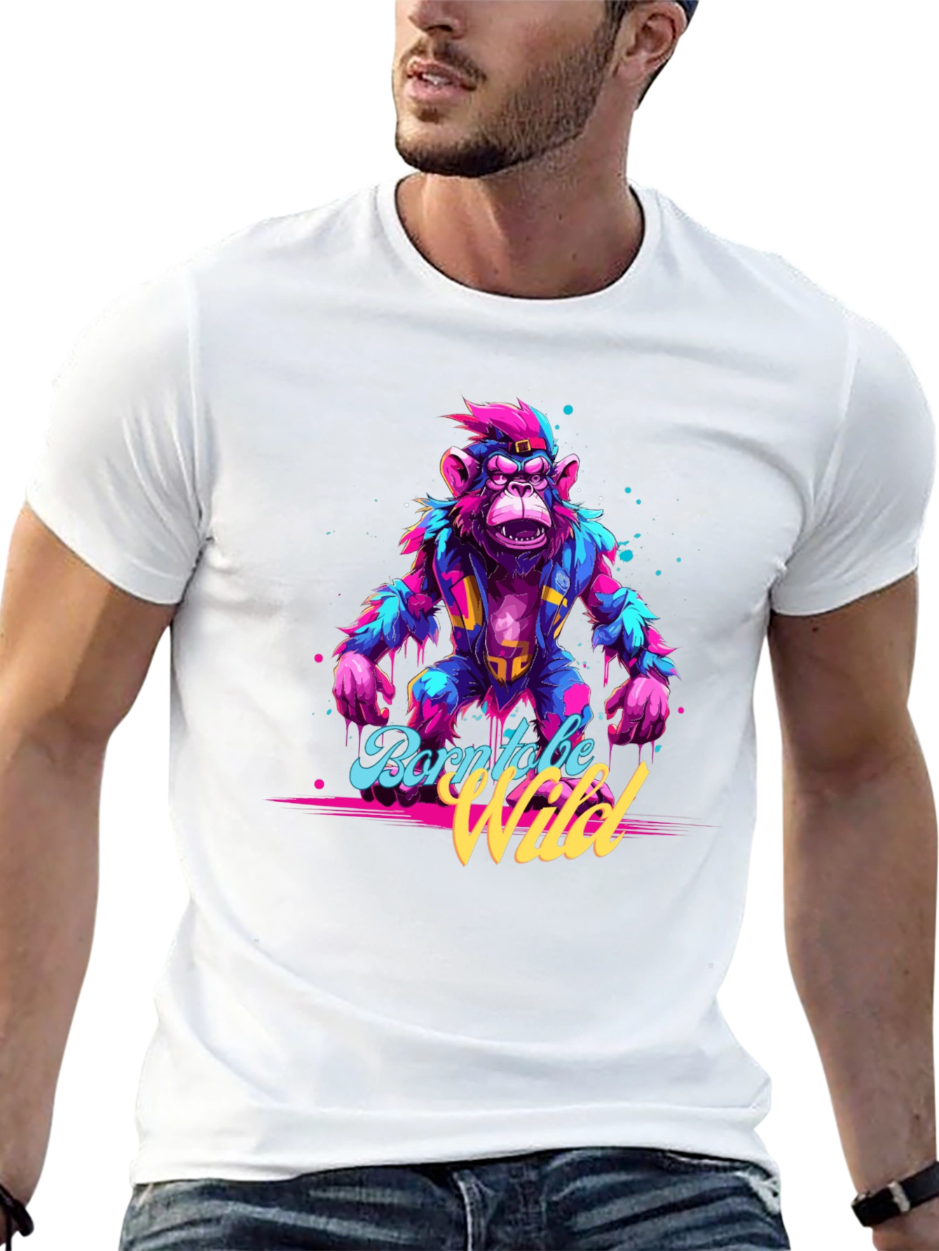 Born to be Wild Monkey Graphic Black T-Shirt
