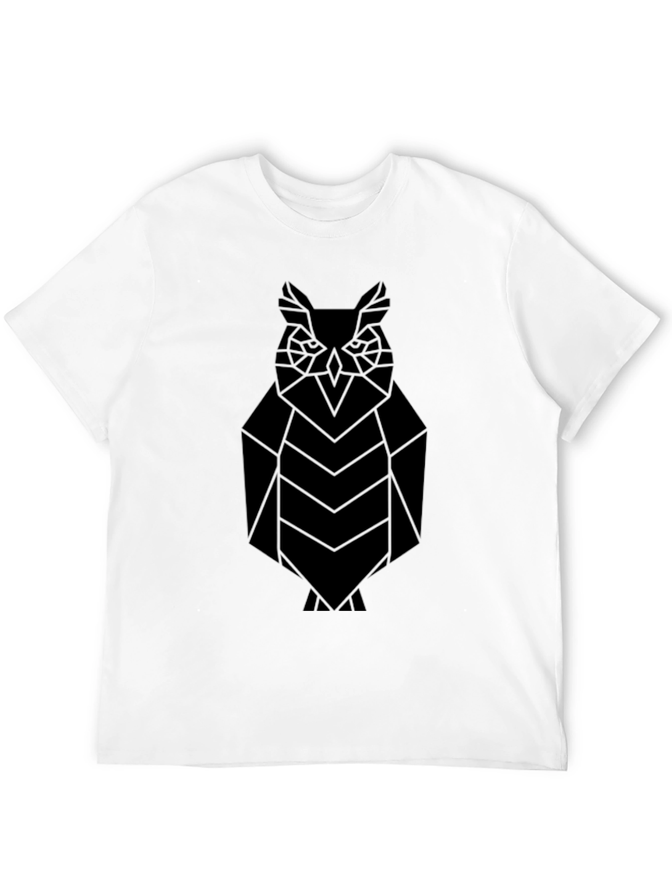 Geometric Owl Graphic Tee - Black