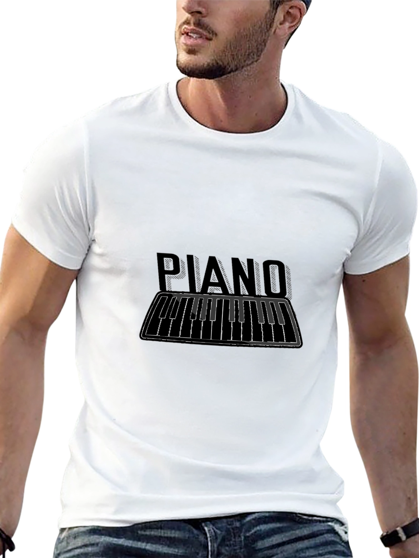 Piano Keyboard Graphic Black T-Shirt