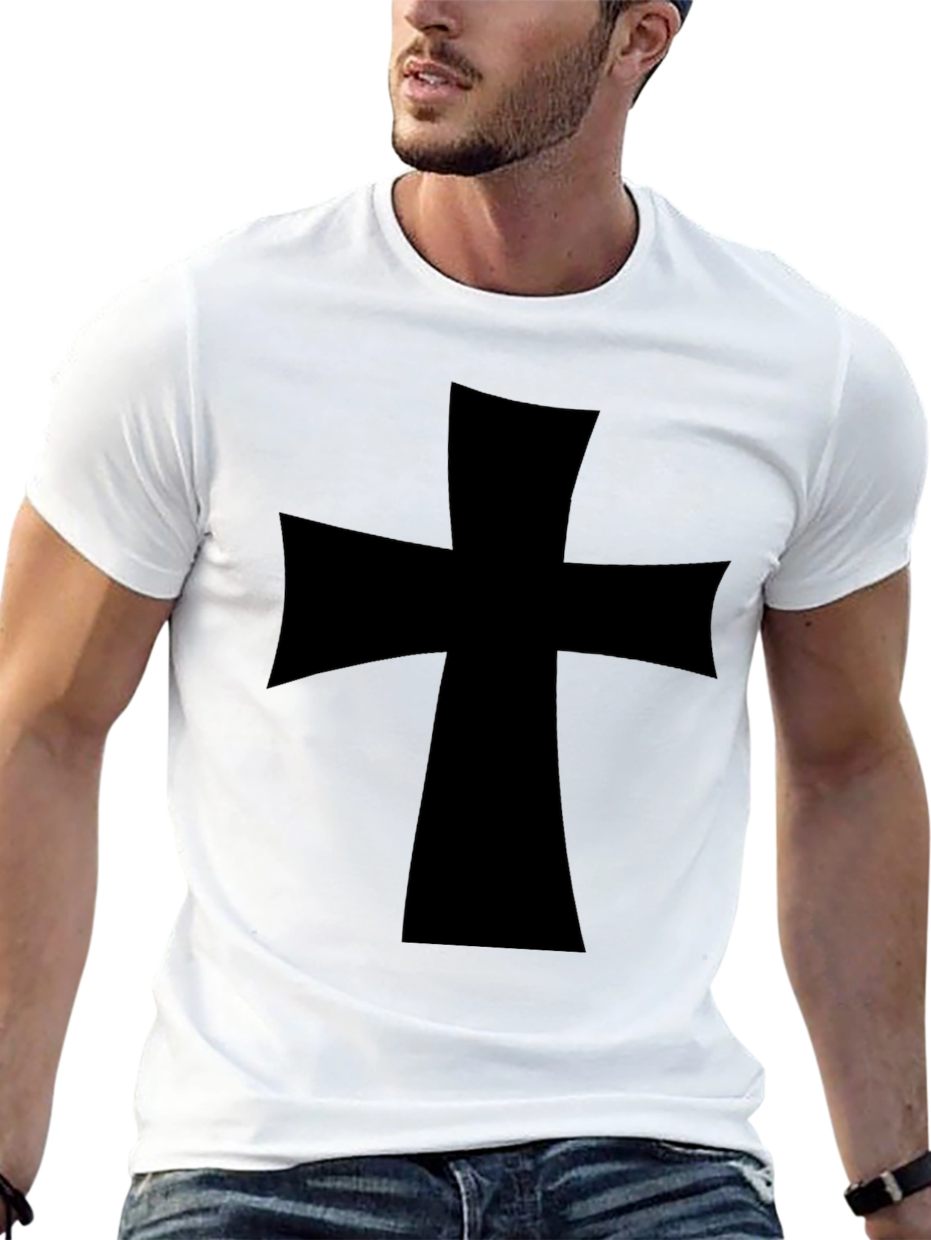 Black T-Shirt with Cross Graphic