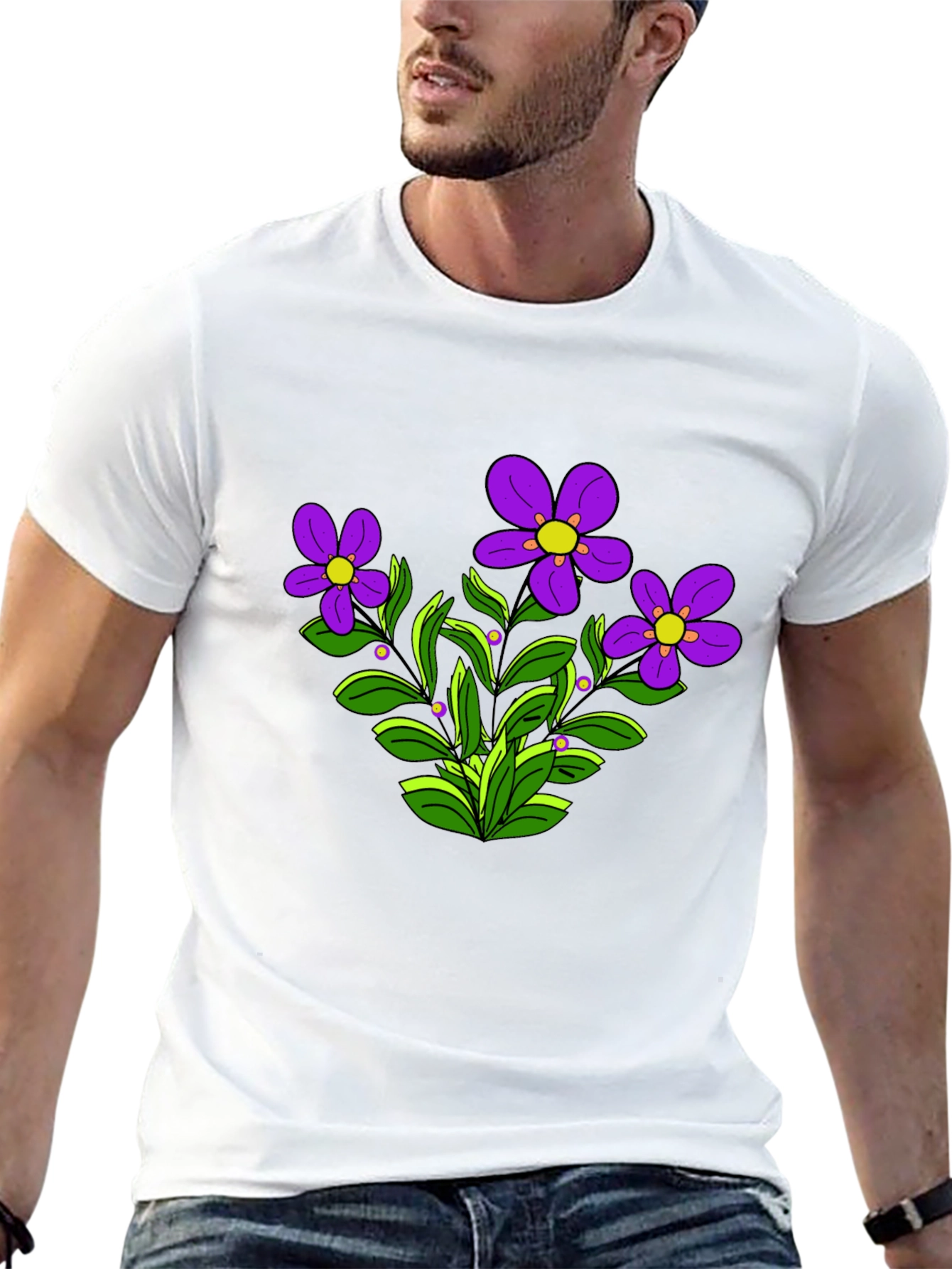 Floral Graphic T-Shirt - Purple Flowers