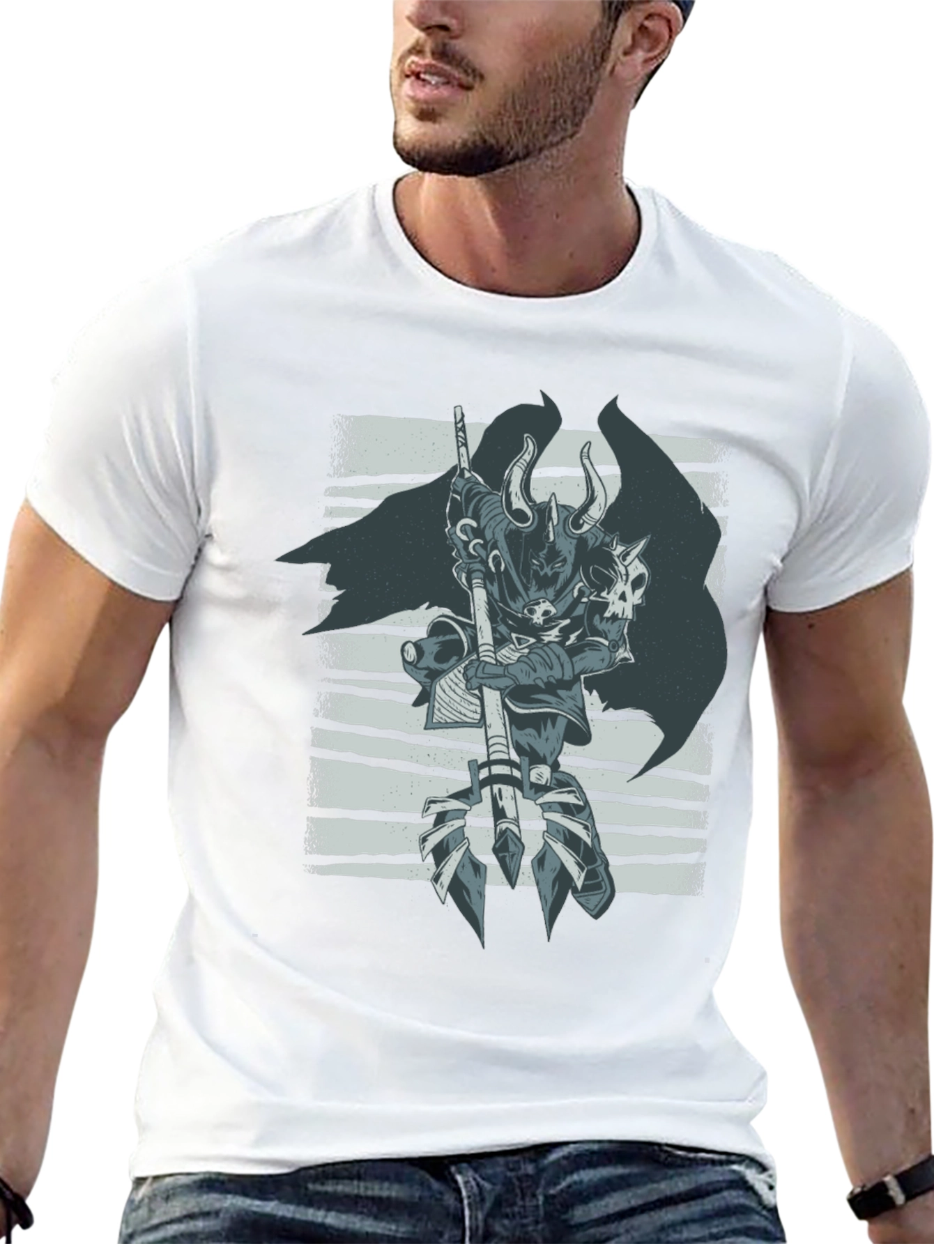 Warrior Graphic Print Black T-Shirt