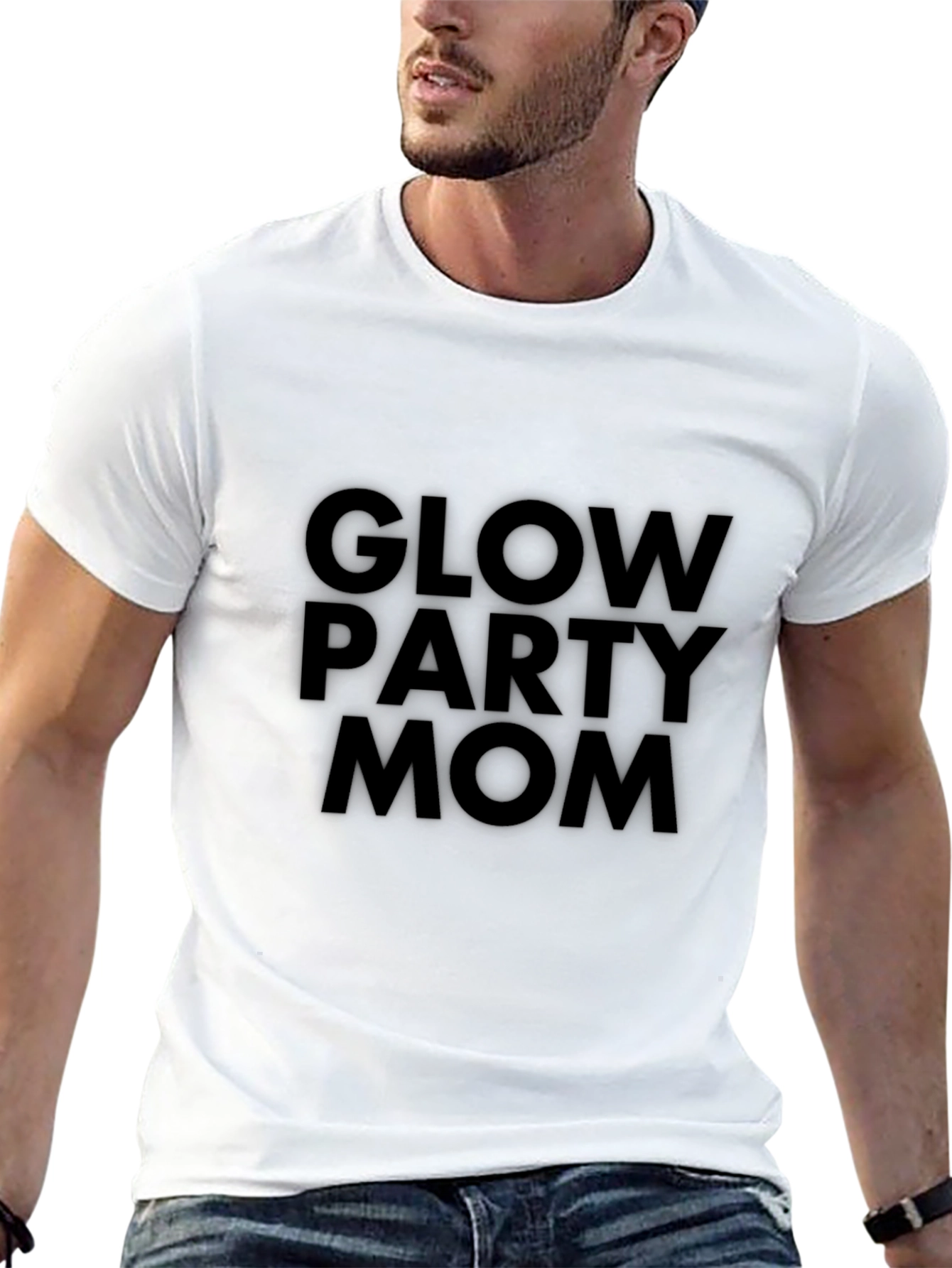 Glow Party Mom T-Shirt - Black Graphic Tee