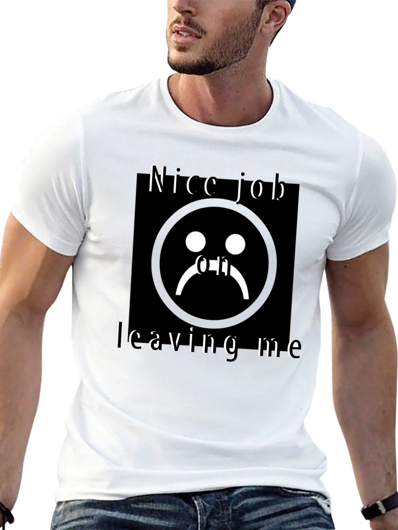 Sad Face Graphic Black T-Shirt