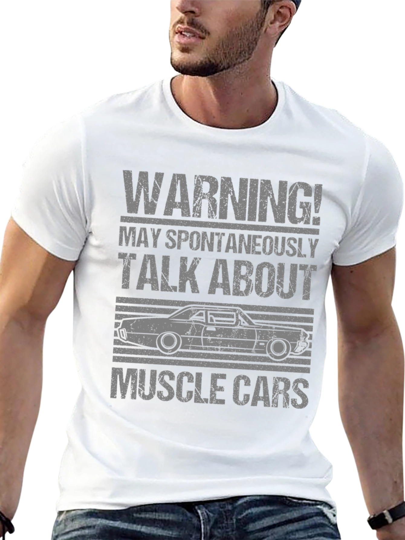 Warning Muscle Car T-Shirt - Spontaneously Talk About Cars!