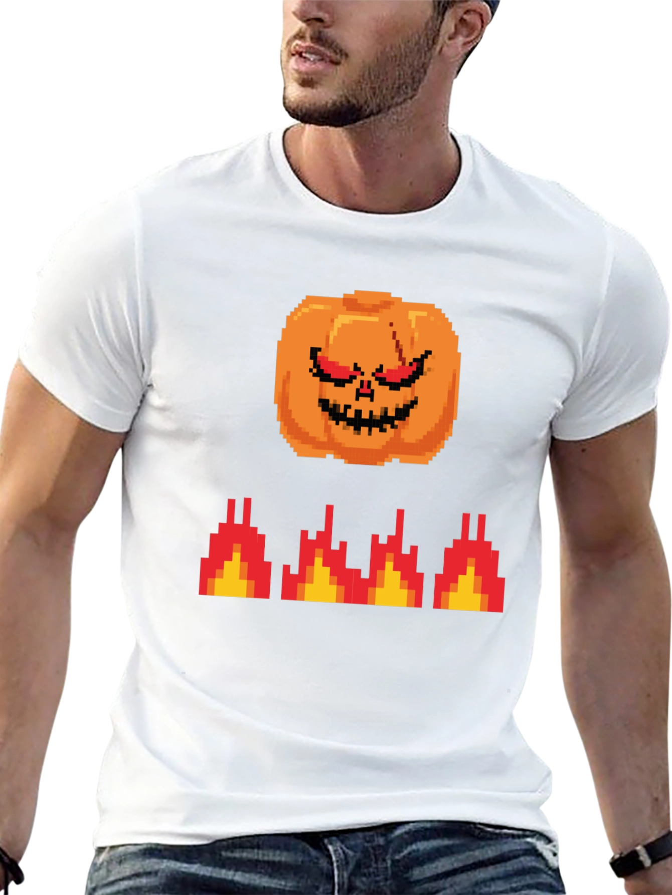 Pixel Pumpkin T-Shirt - Retro Halloween Style