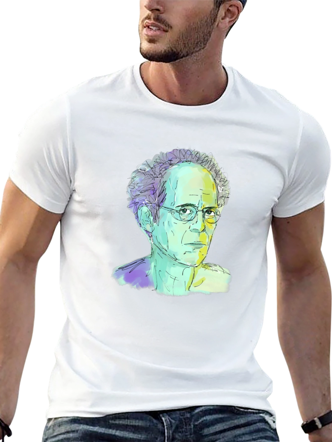 Abstract Portrait Graphic Tee - Black