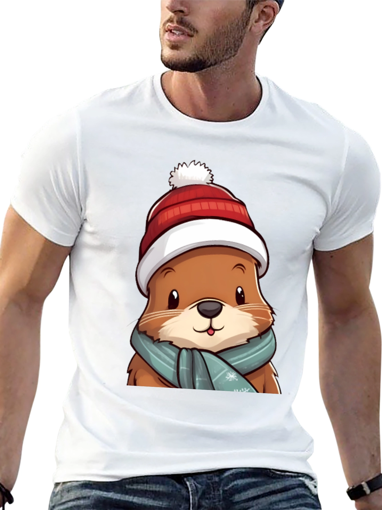 Cute Otter in Winter Gear T-Shirt