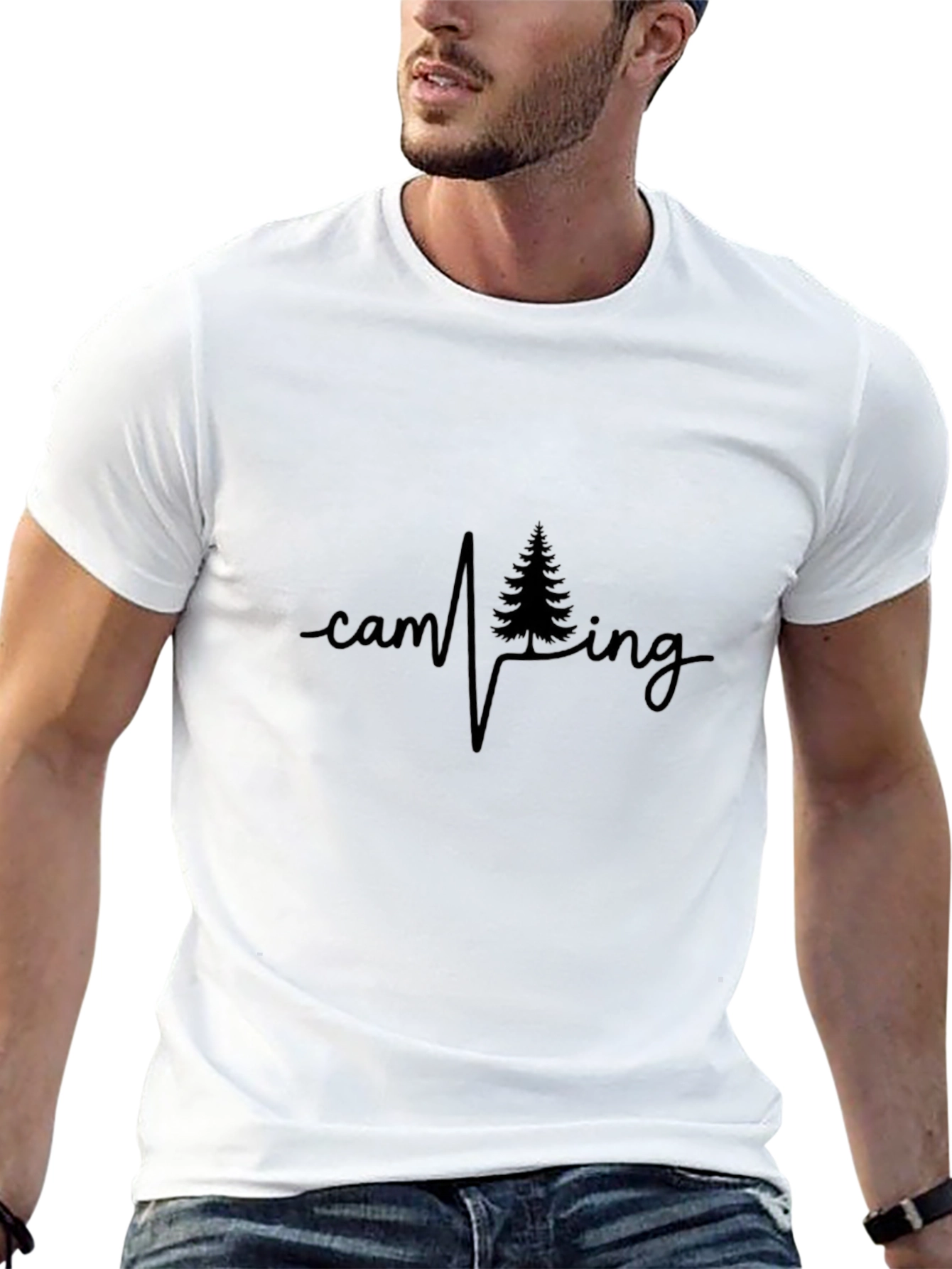 Camping Heartbeat Black T-Shirt