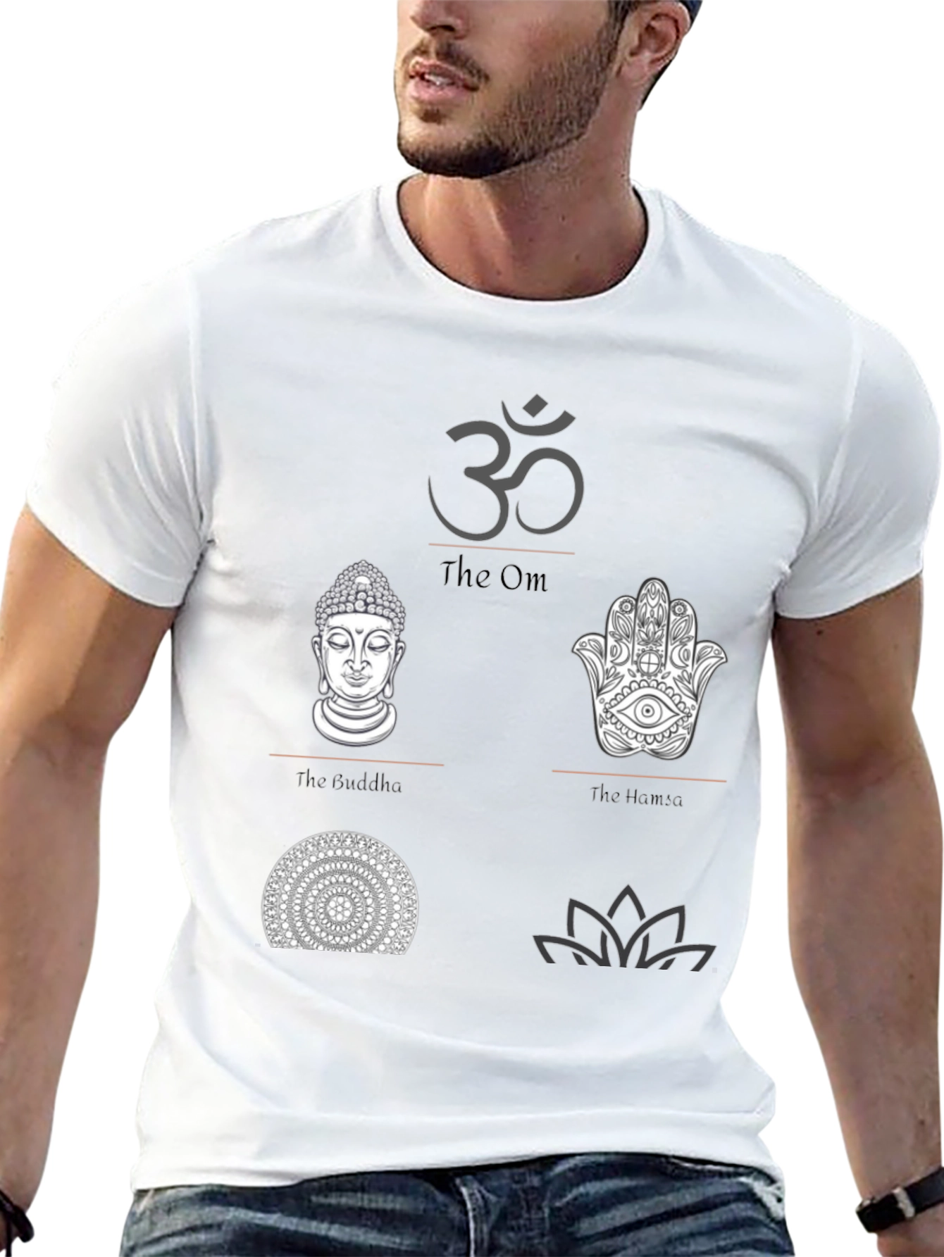 Spiritual Symbol Graphic Print Black T-Shirt