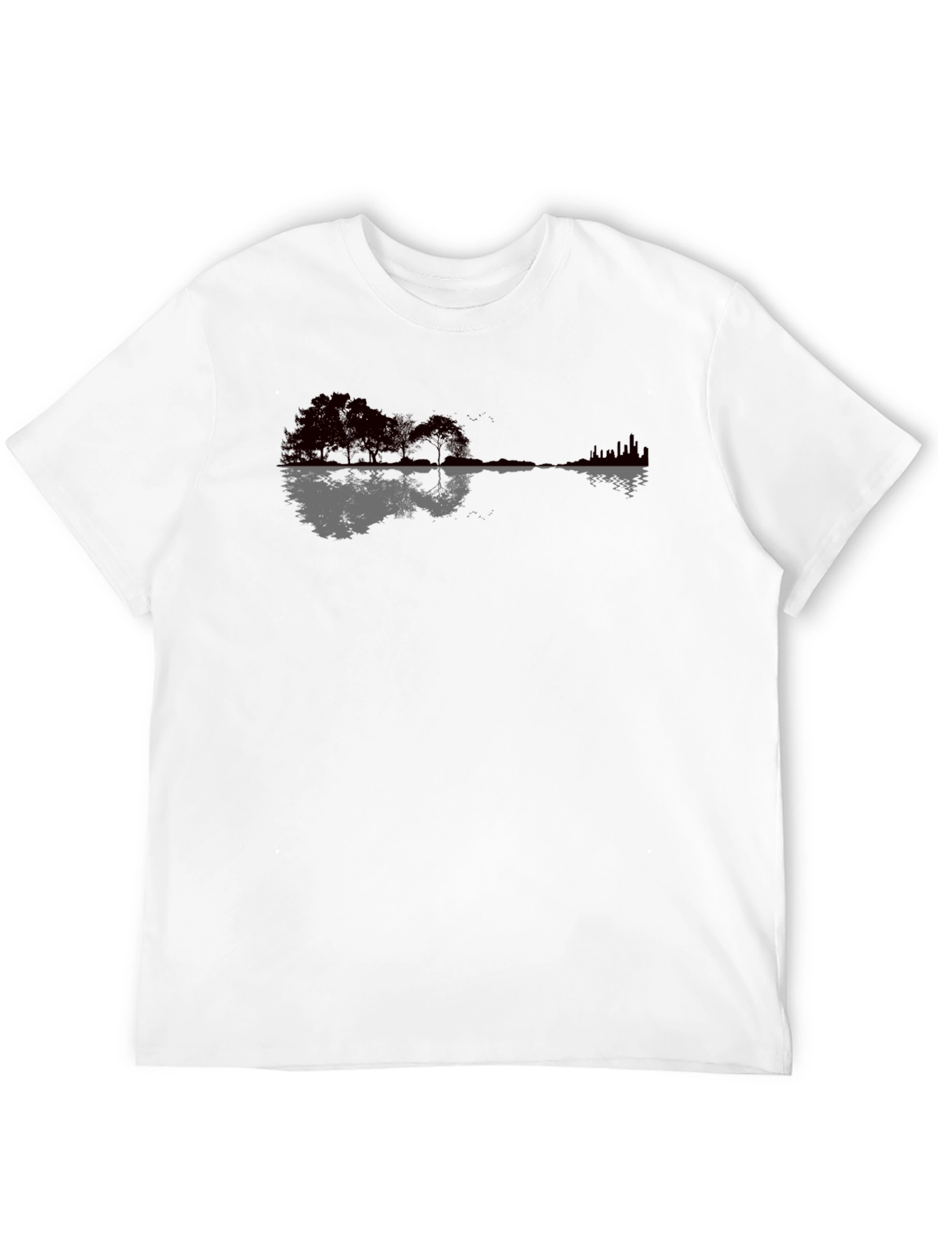 Guitar Landscape Graphic Tee - Soft Black Cotton