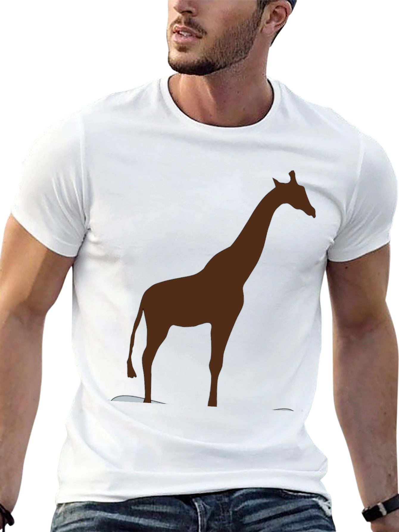 Giraffe Silhouette Black T-Shirt