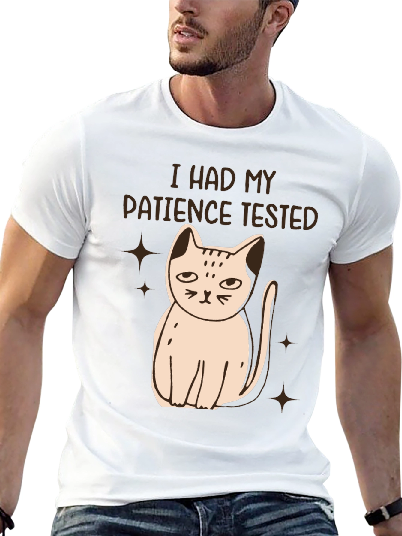 Patience Tested Cat Graphic Tee - Black