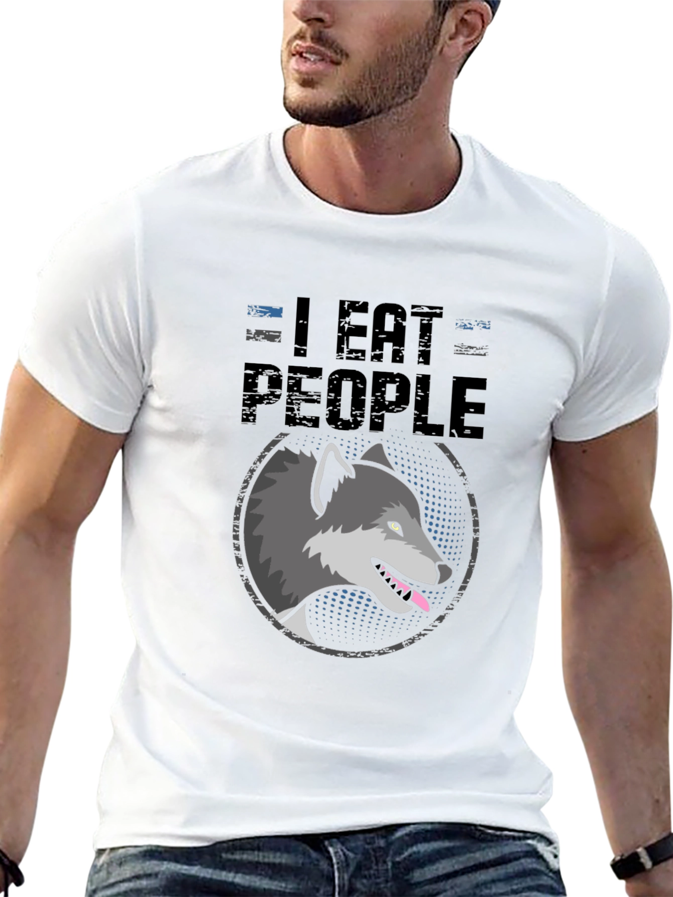 I Eat People Wolf Graphic T-Shirt