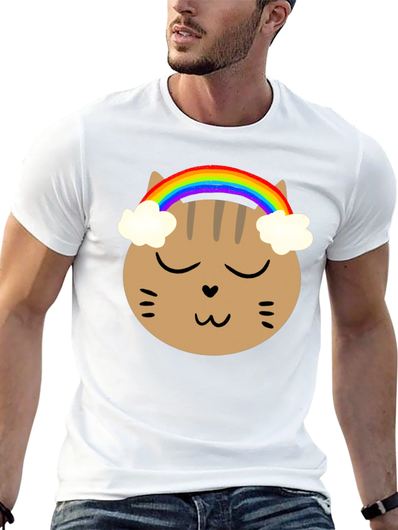 Rainbow Cat Graphic Tee - Soft Cotton Blend