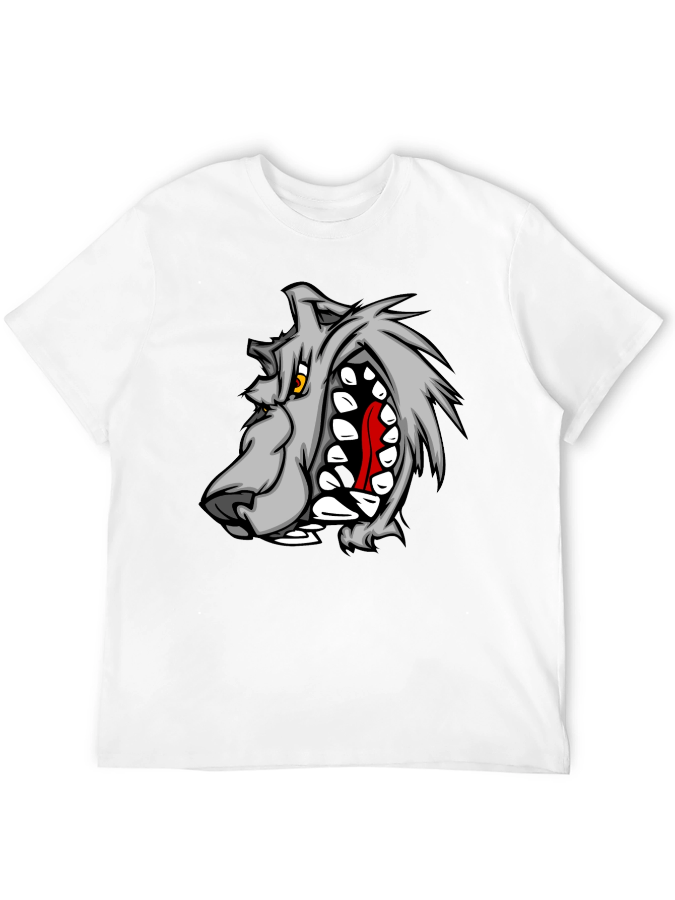 Mens Black Graphic T-Shirt - Wolf Design