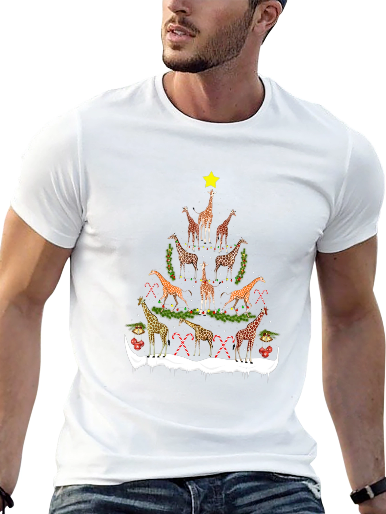 Giraffe Christmas Tree T-Shirt