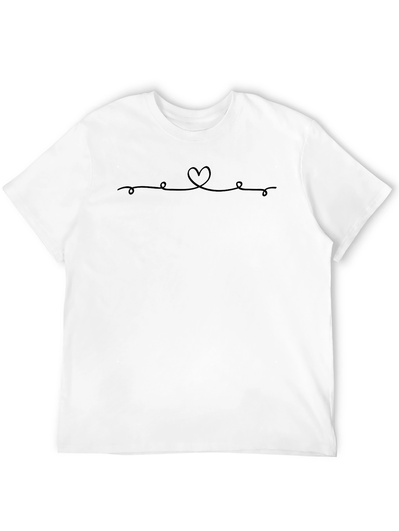 Heart Line Art Black T-Shirt Casual Tee