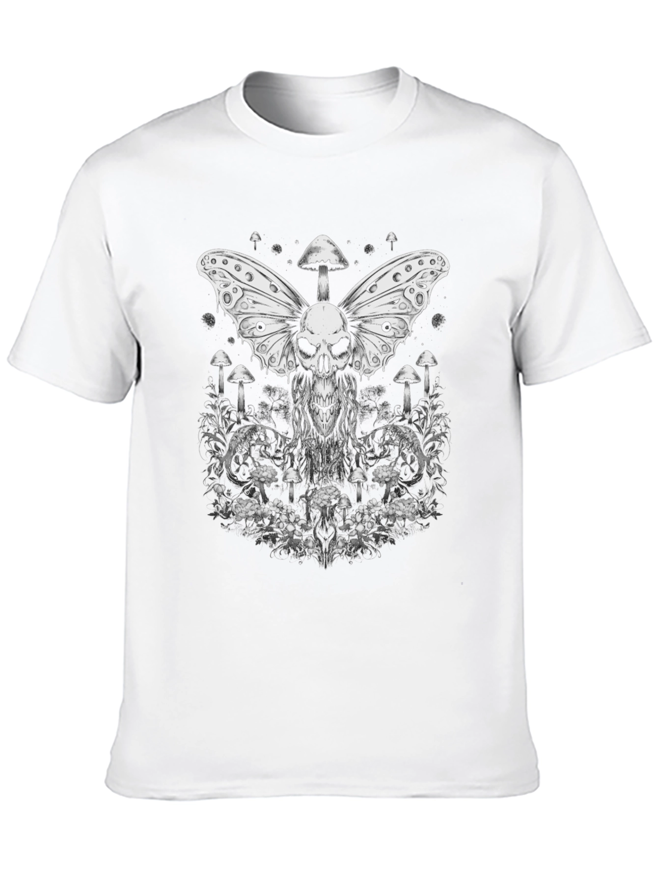 Skull Butterfly Mushroom Graphic Tee