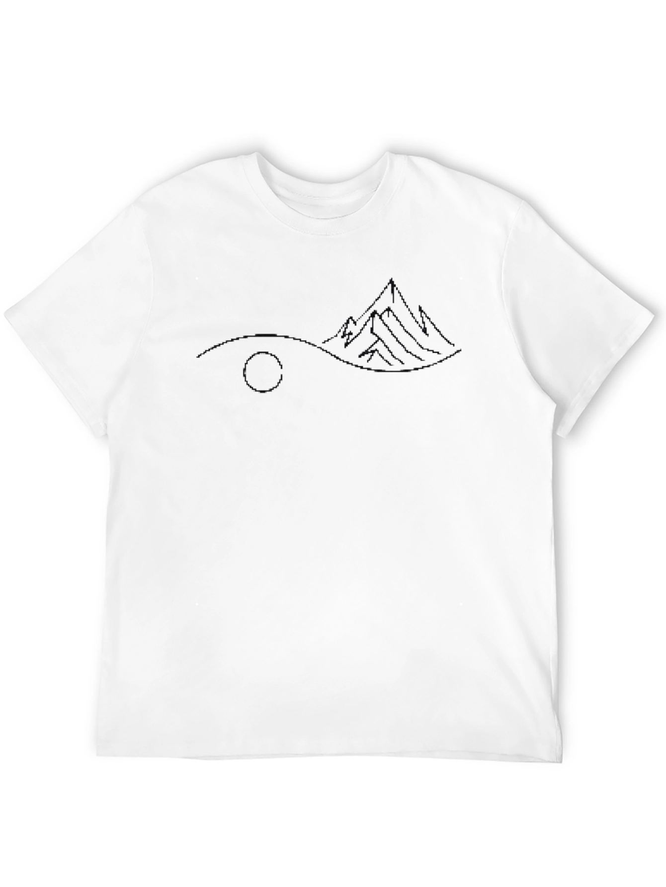 Mens Black Graphic Tee - Abstract Mountain Design