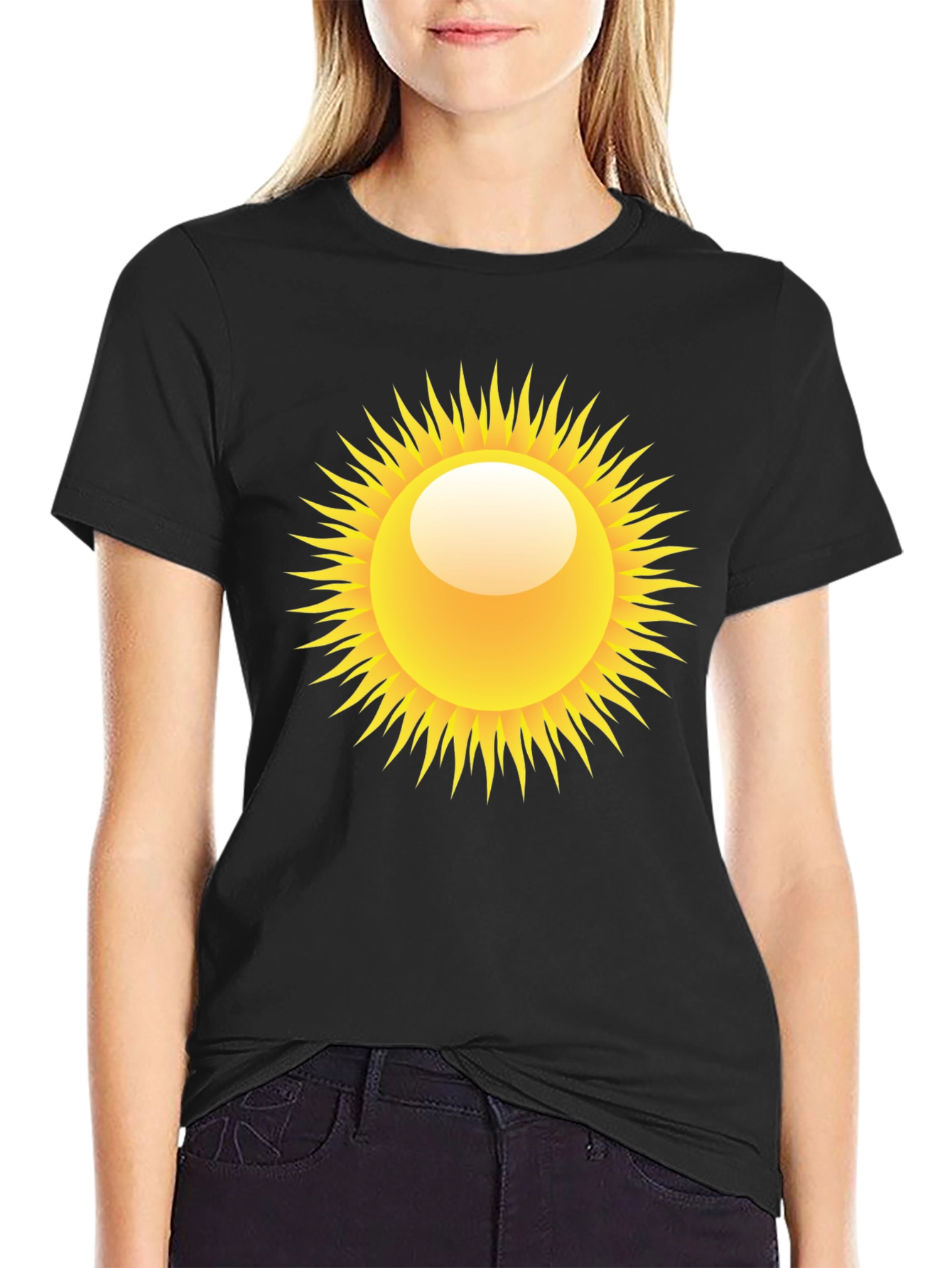 Radiant Sun Graphic Tee - Black Cotton Comfort