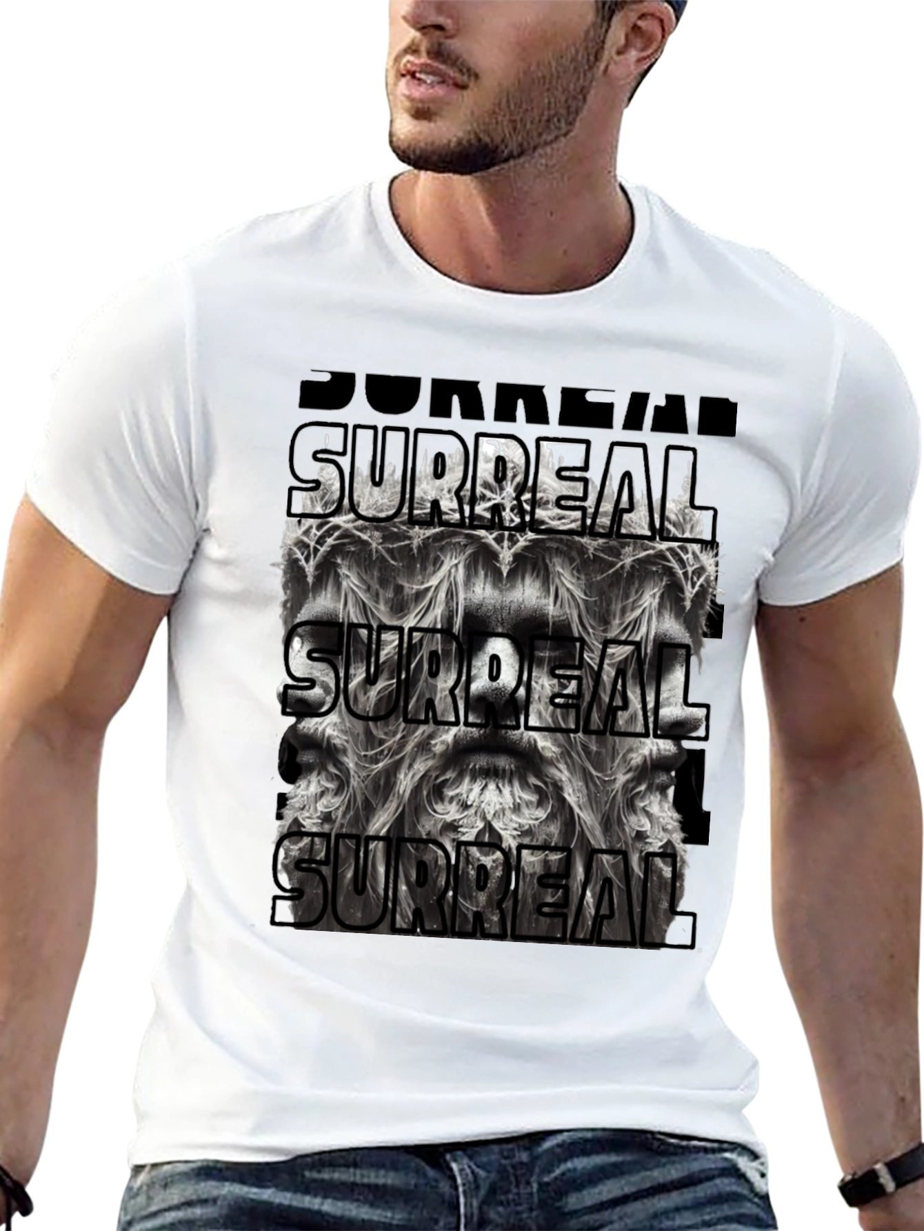 Surreal Graphic Print Black T-Shirt