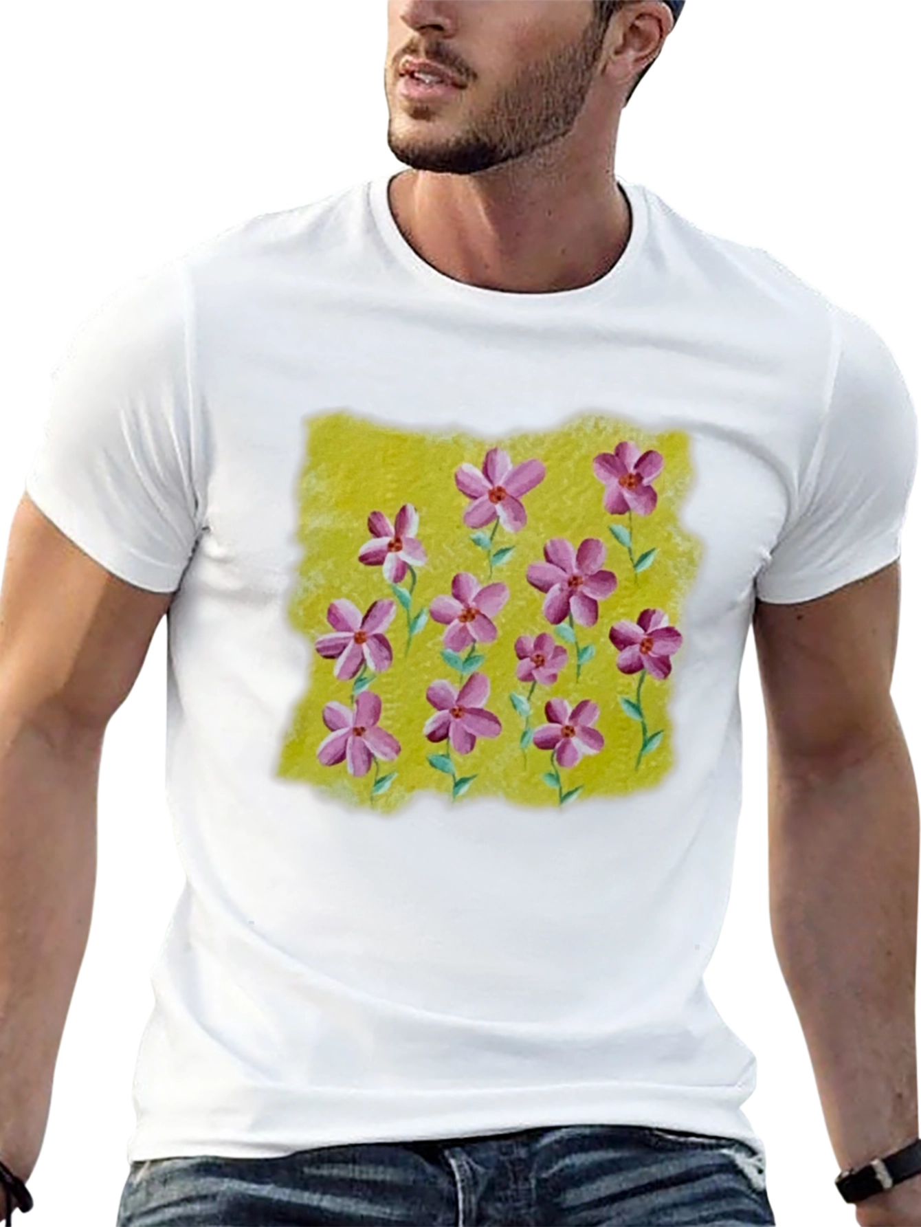 Floral Print T-Shirt: Artistic Blossom Design